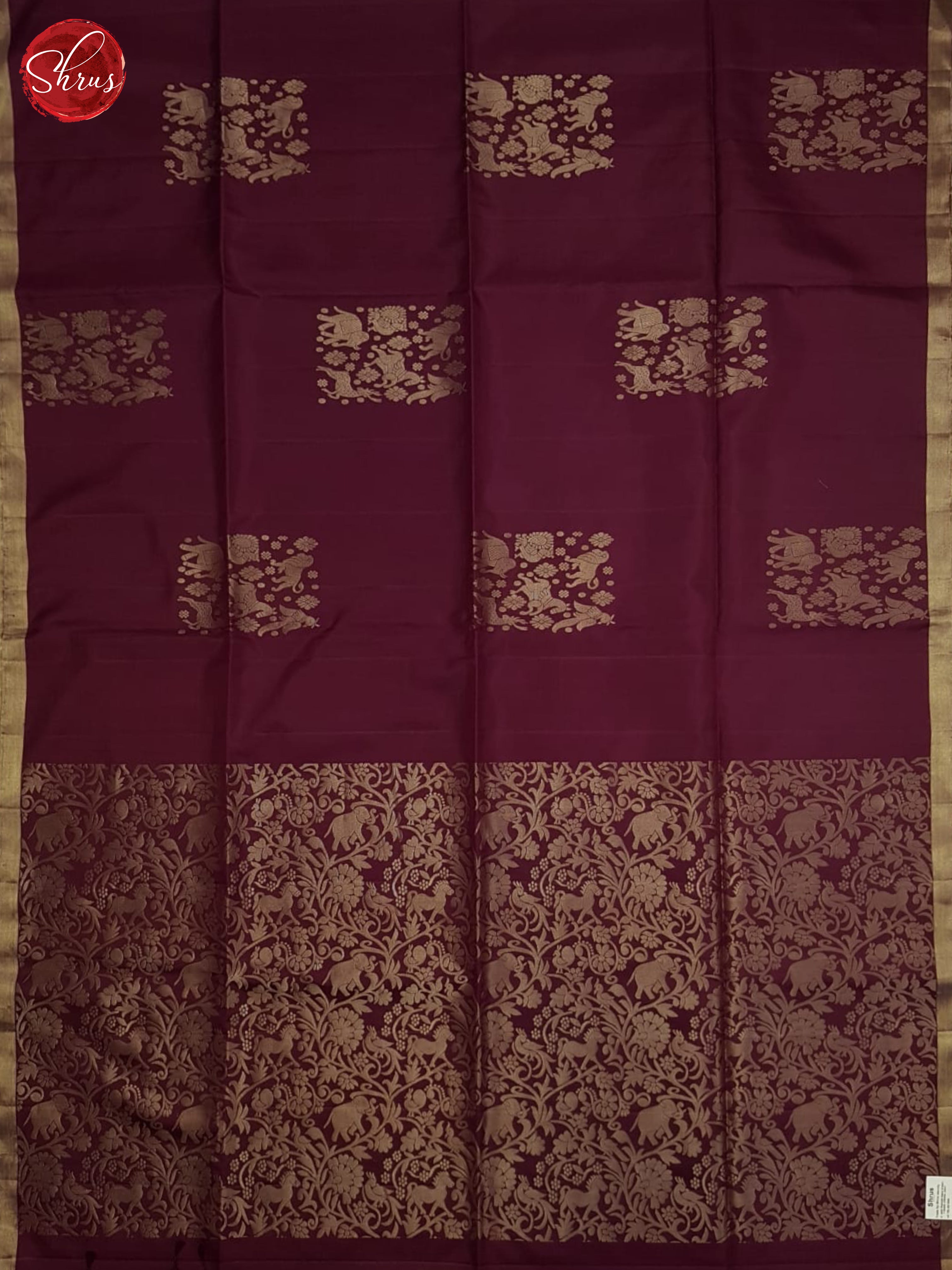 Deep Wine(Single tone)-Soft Silk Saree - Shop on ShrusEternity.com