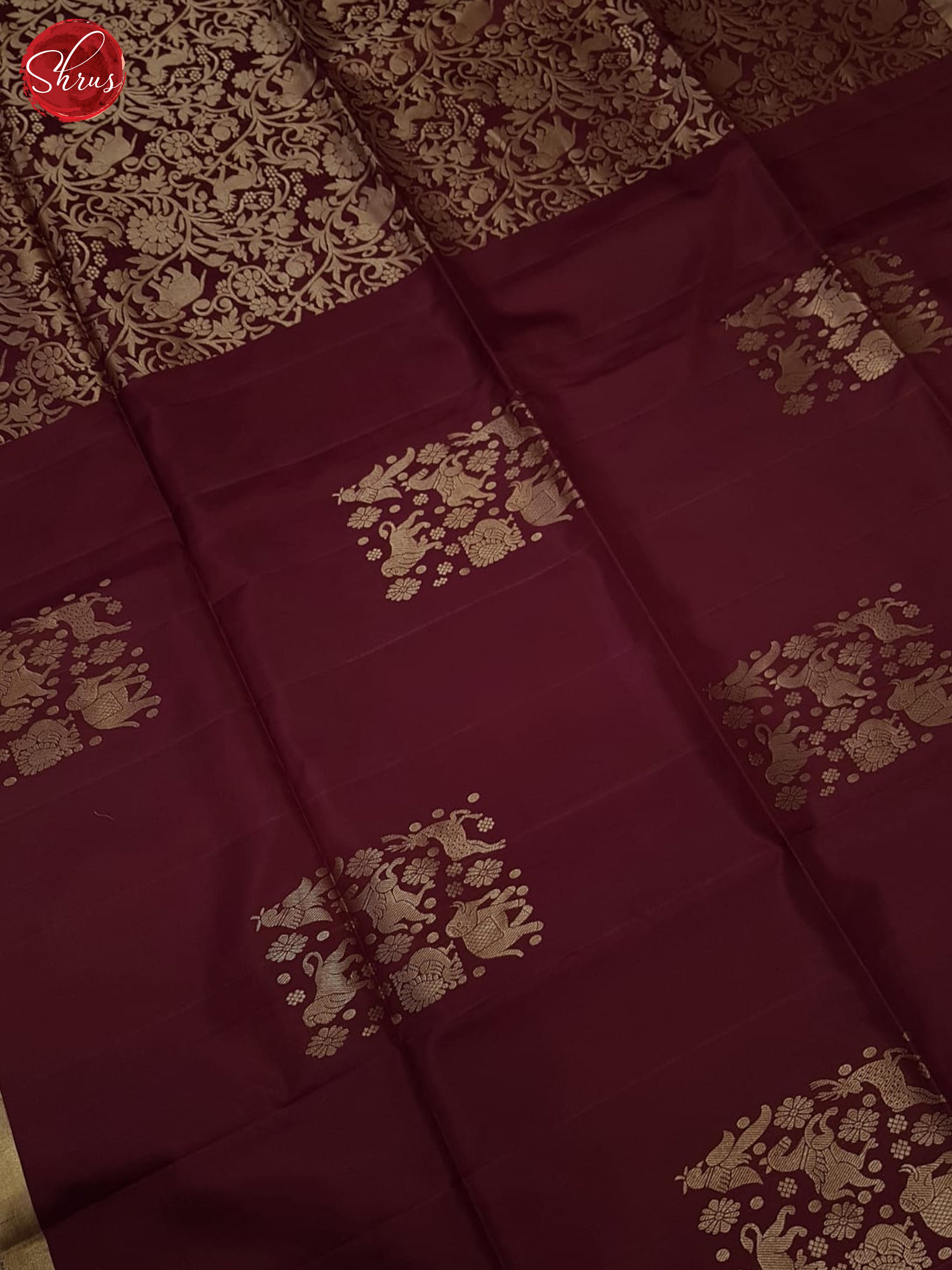 Deep Wine(Single tone)-Soft Silk Saree - Shop on ShrusEternity.com