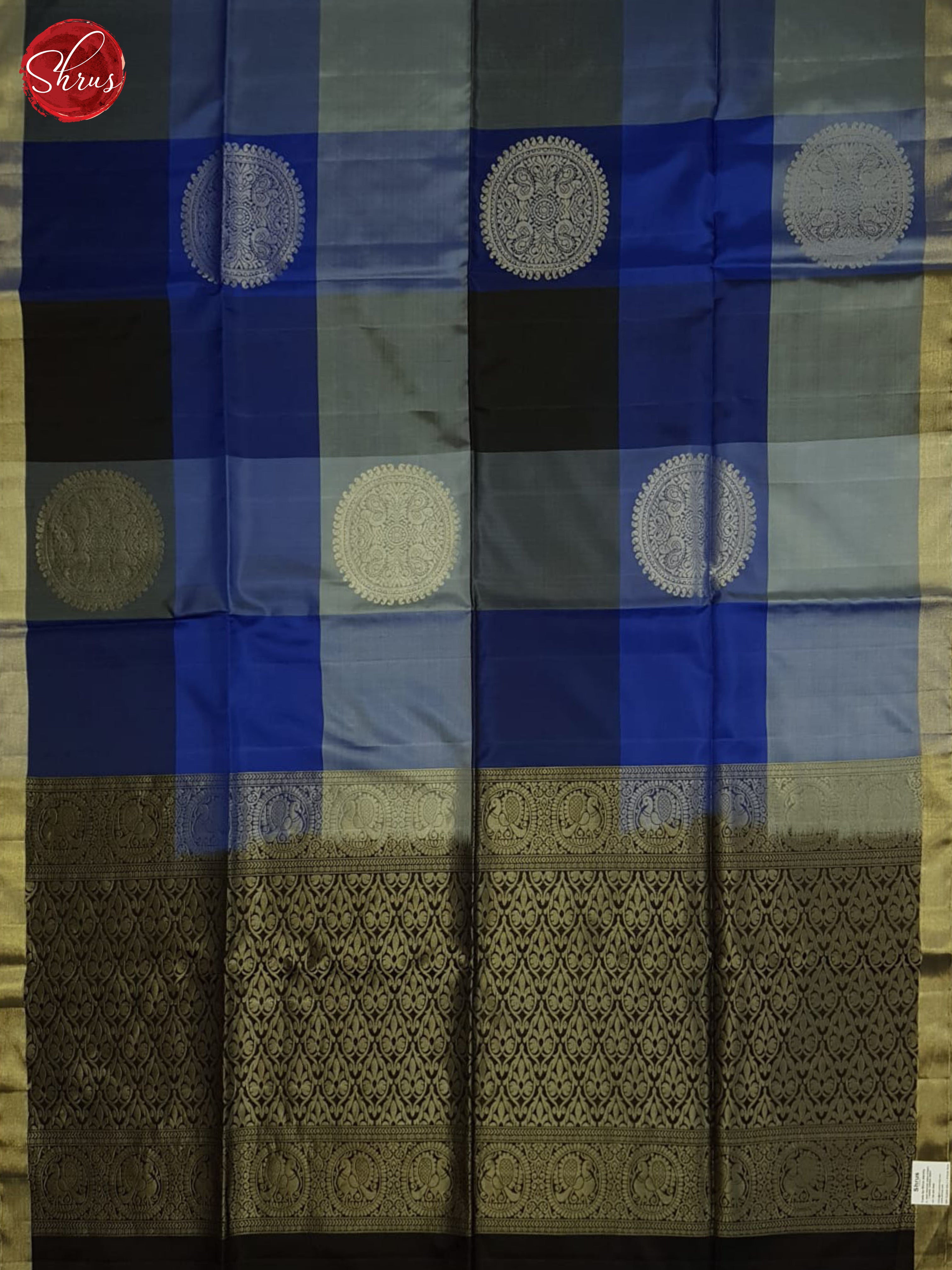 Grey ,blue and black- Soft Silk Saree - Shop on ShrusEternity.com