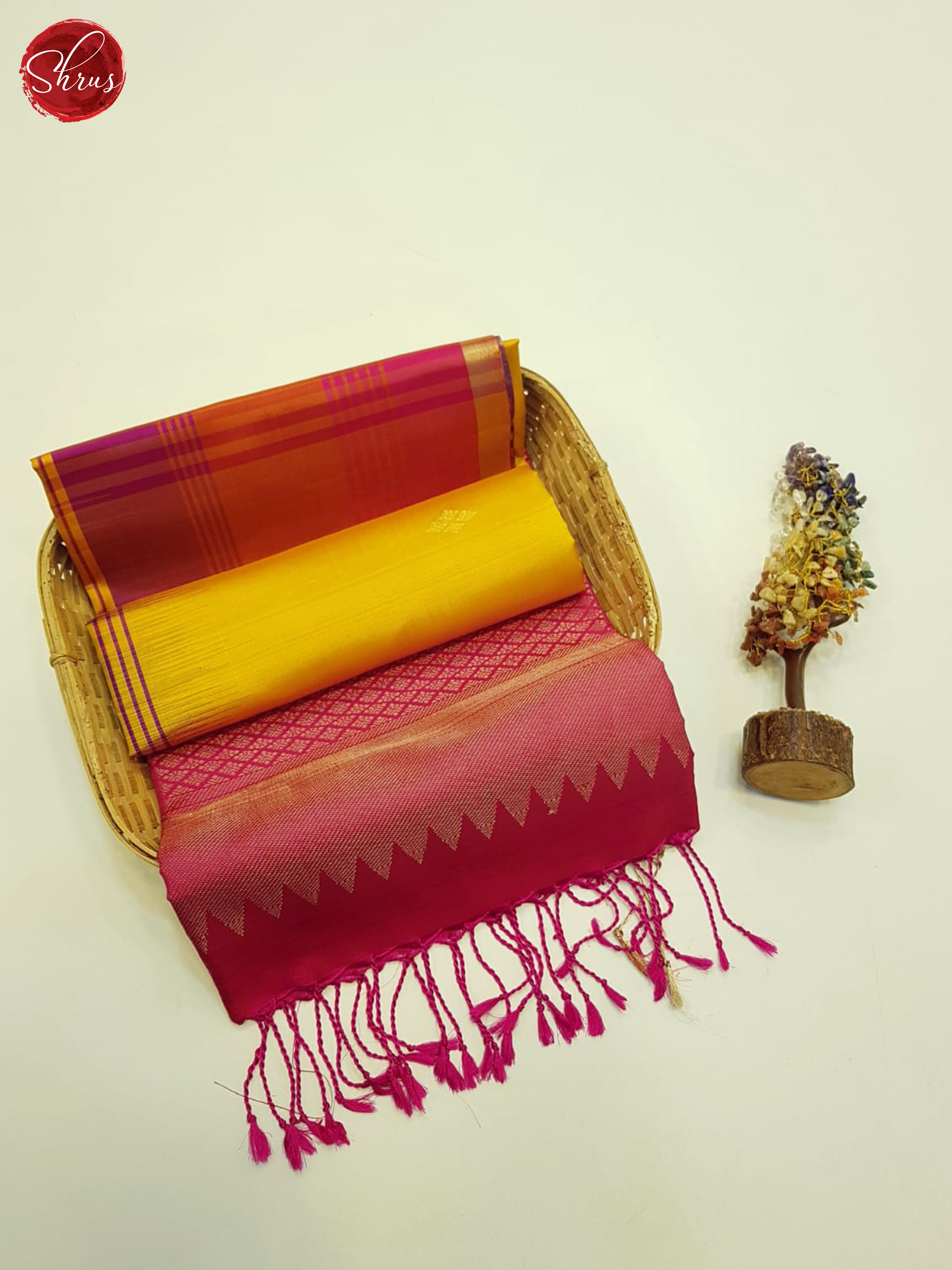 Mustard And Pink-Soft silk saree - Shop on ShrusEternity.com