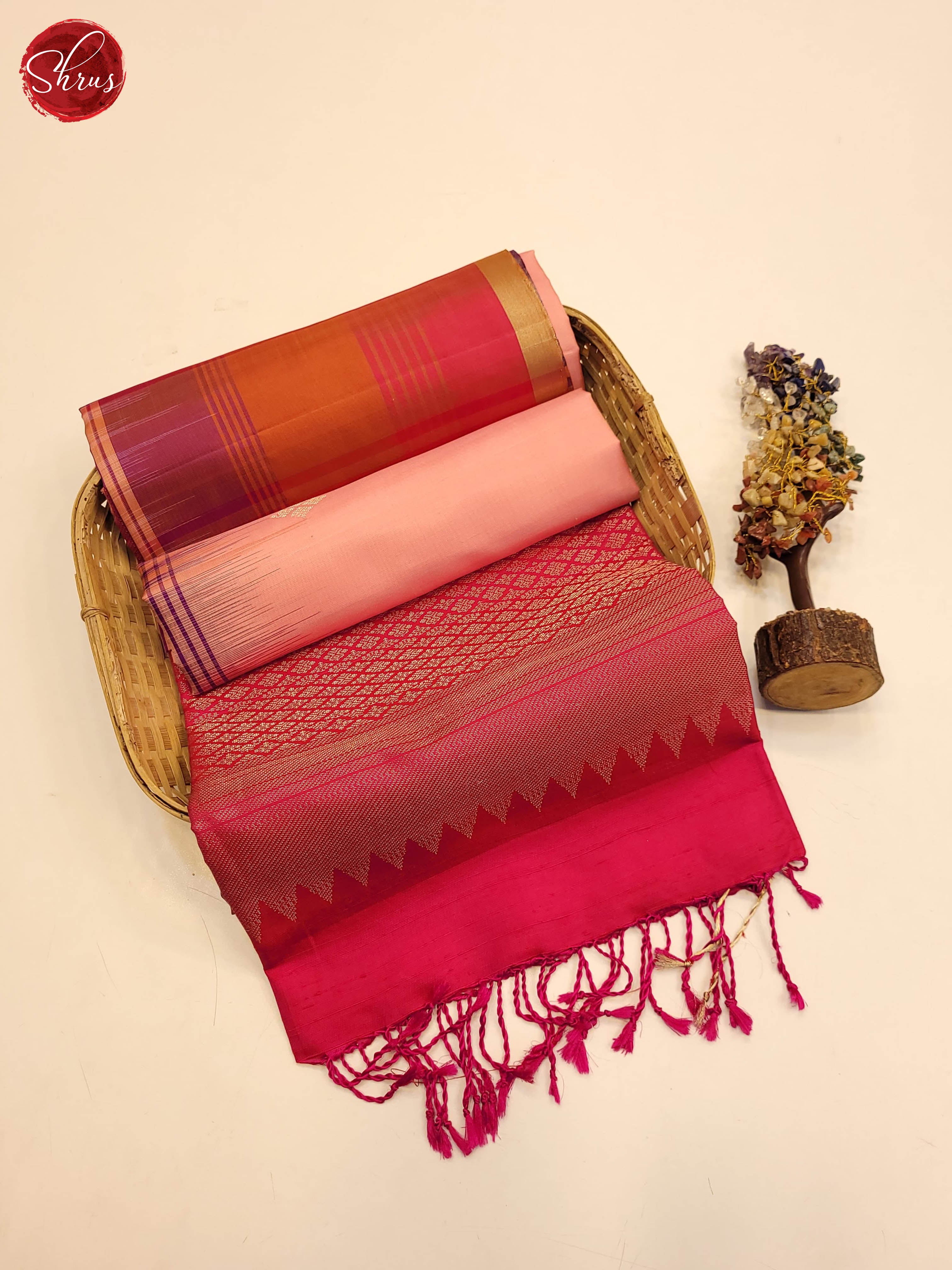 Peach and pink-Soft Silk Saree - Shop on ShrusEternity.com