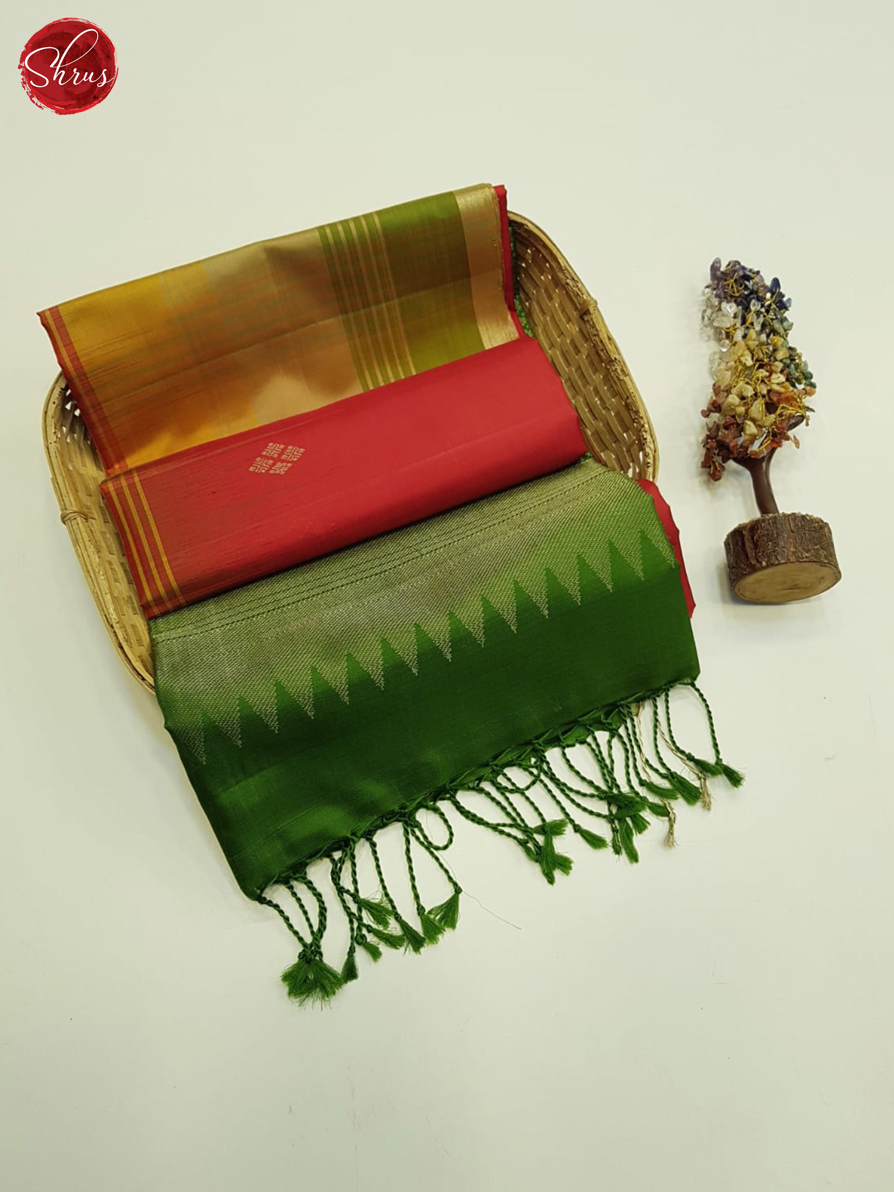 Red And Green-Soft Silk Saree - Shop on ShrusEternity.com