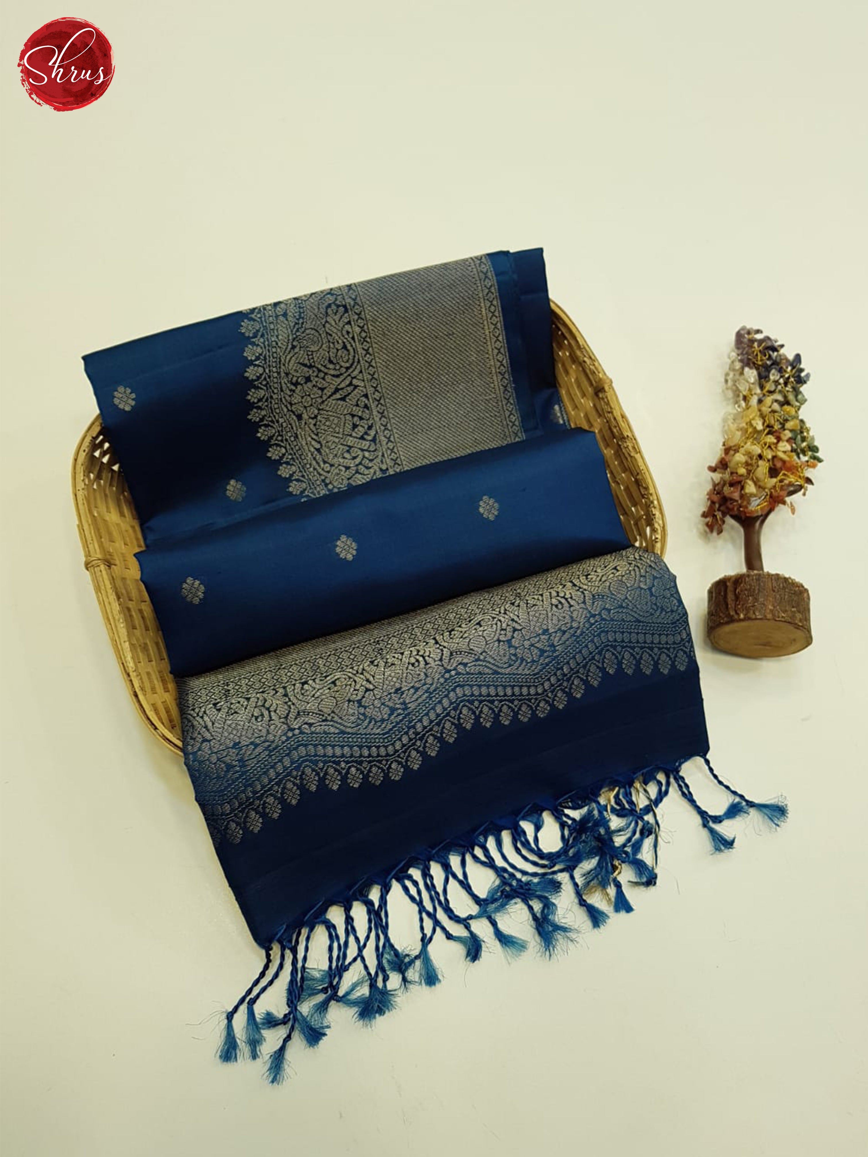 Blue(Single tone)- Soft Silk Saree - Shop on ShrusEternity.com