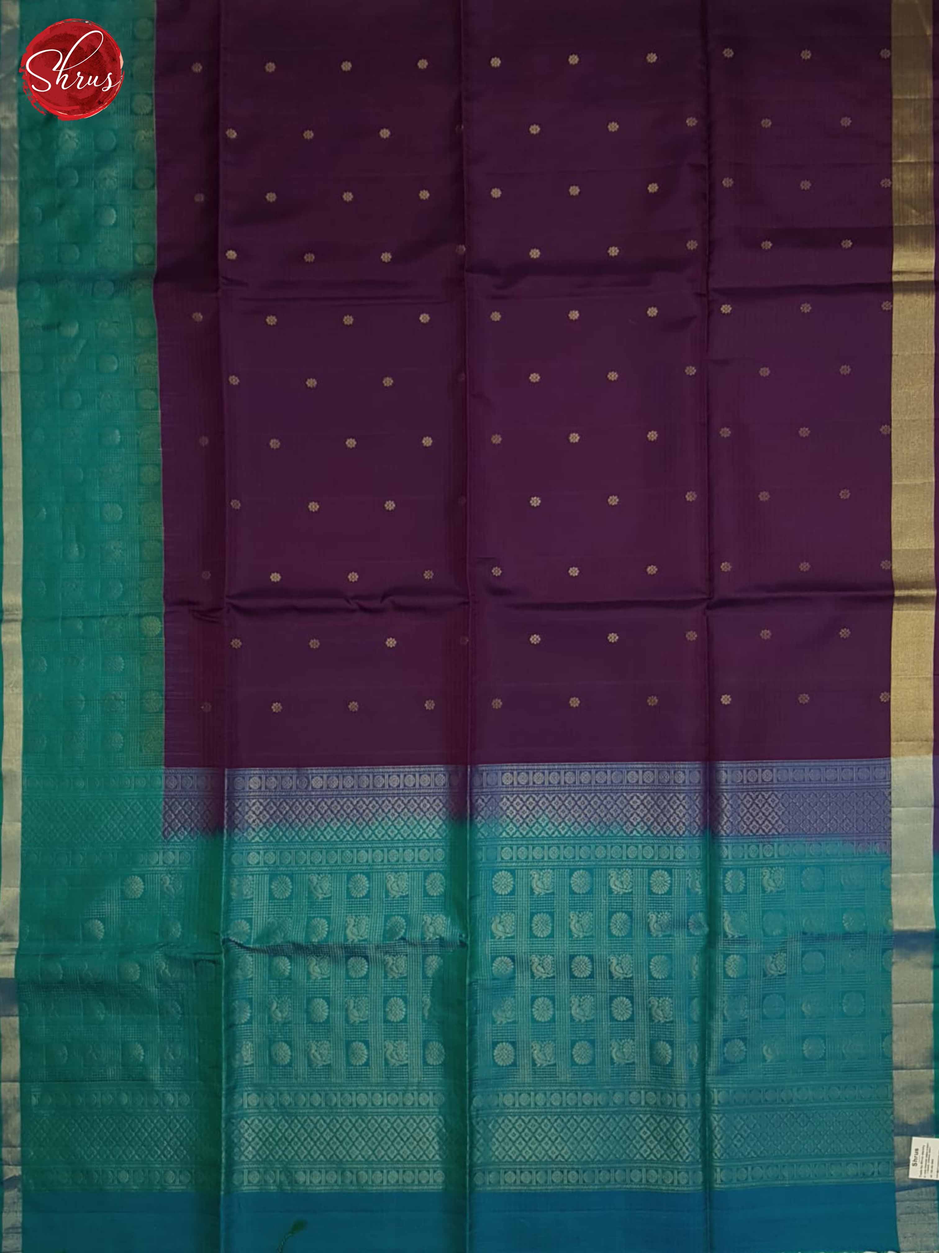 Wine and Blue- Soft Silk Saree - Shop on ShrusEternity.com