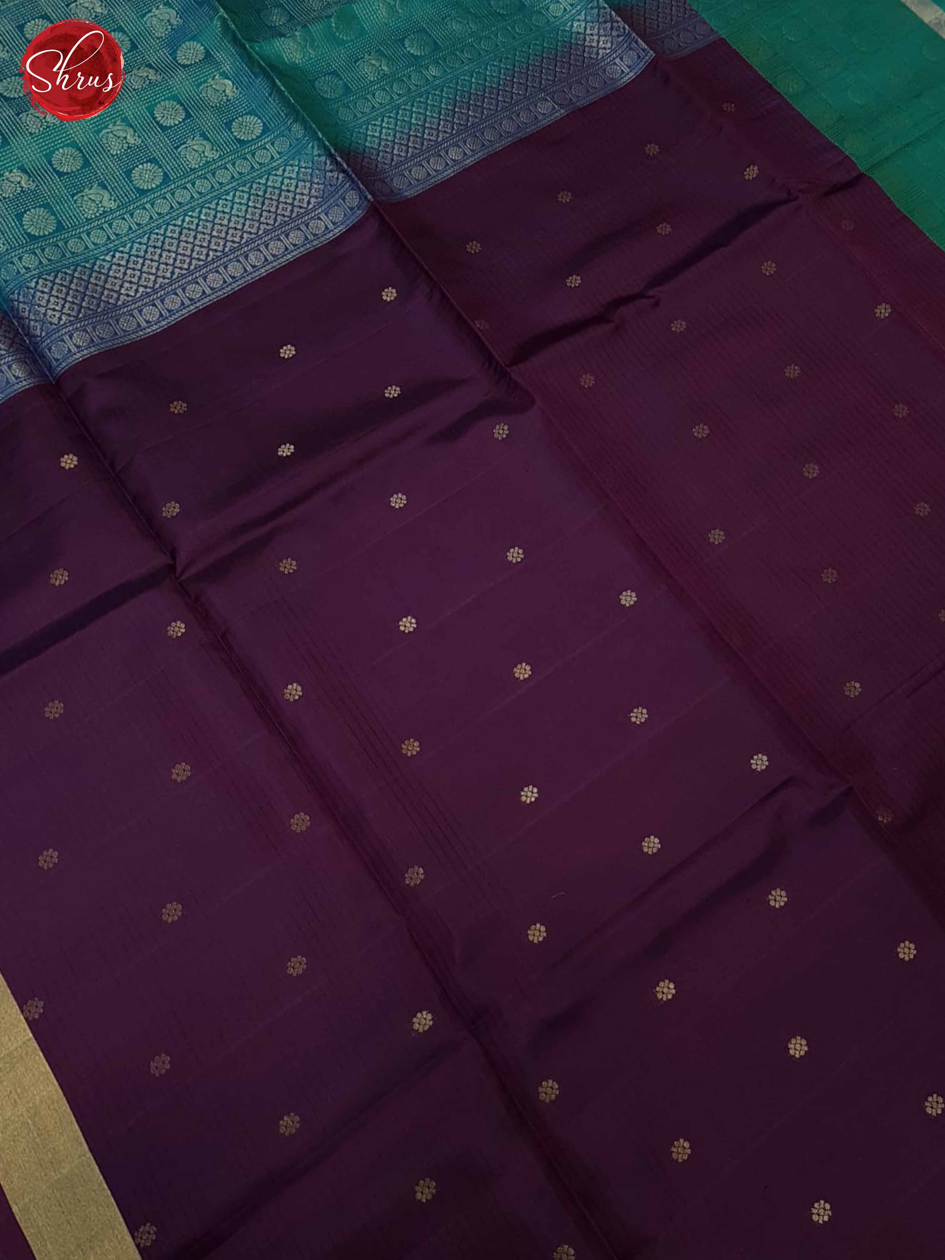 Wine and Blue- Soft Silk Saree - Shop on ShrusEternity.com