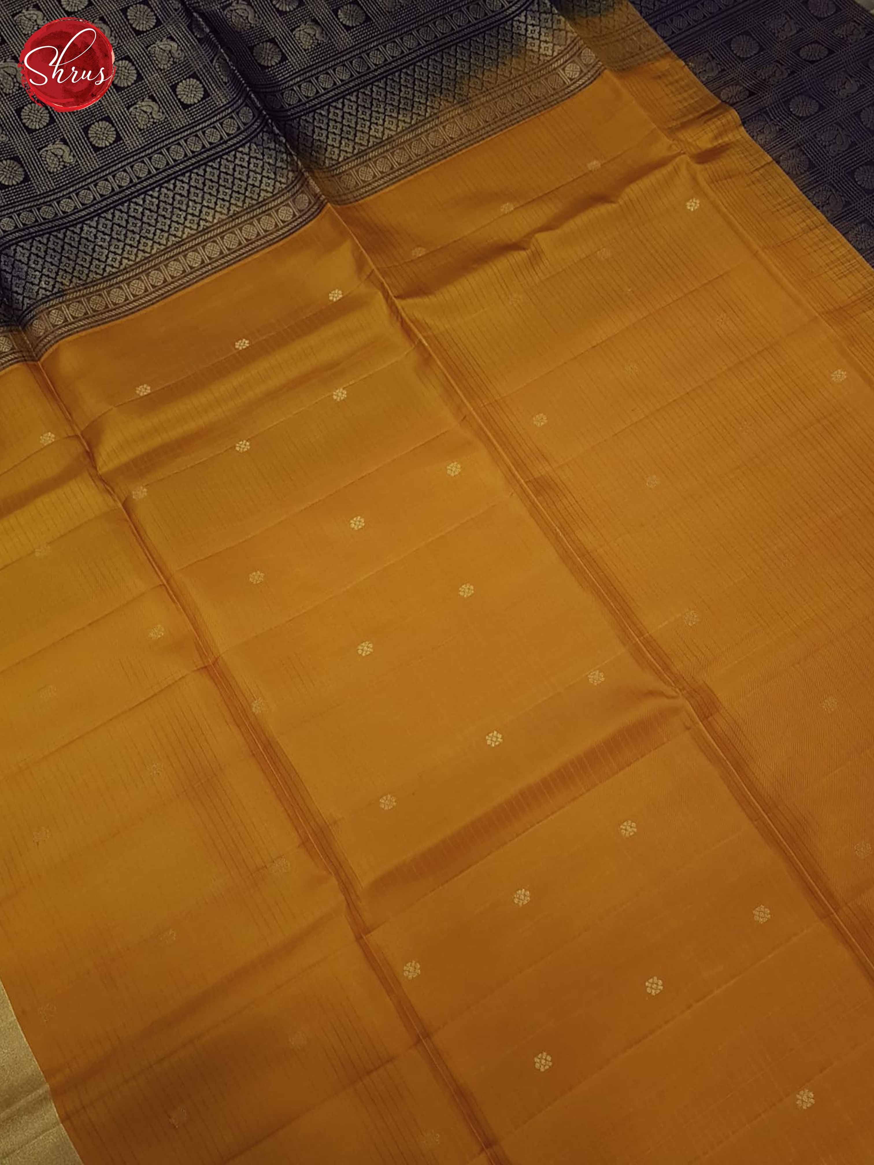 Mustard and Blue- Soft Silk Saree - Shop on ShrusEternity.com