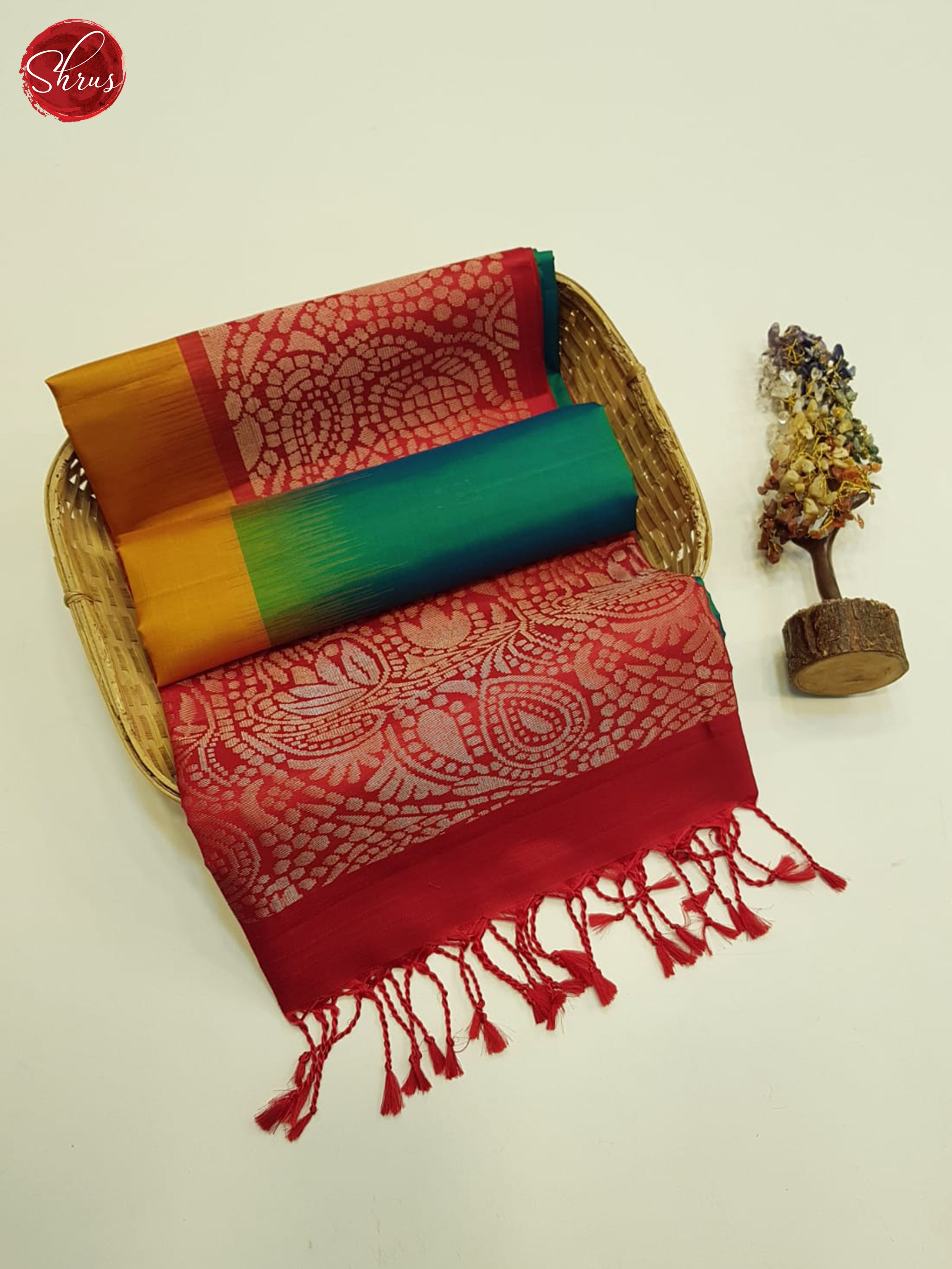 Green And Red -Soft silk saree - Shop on ShrusEternity.com