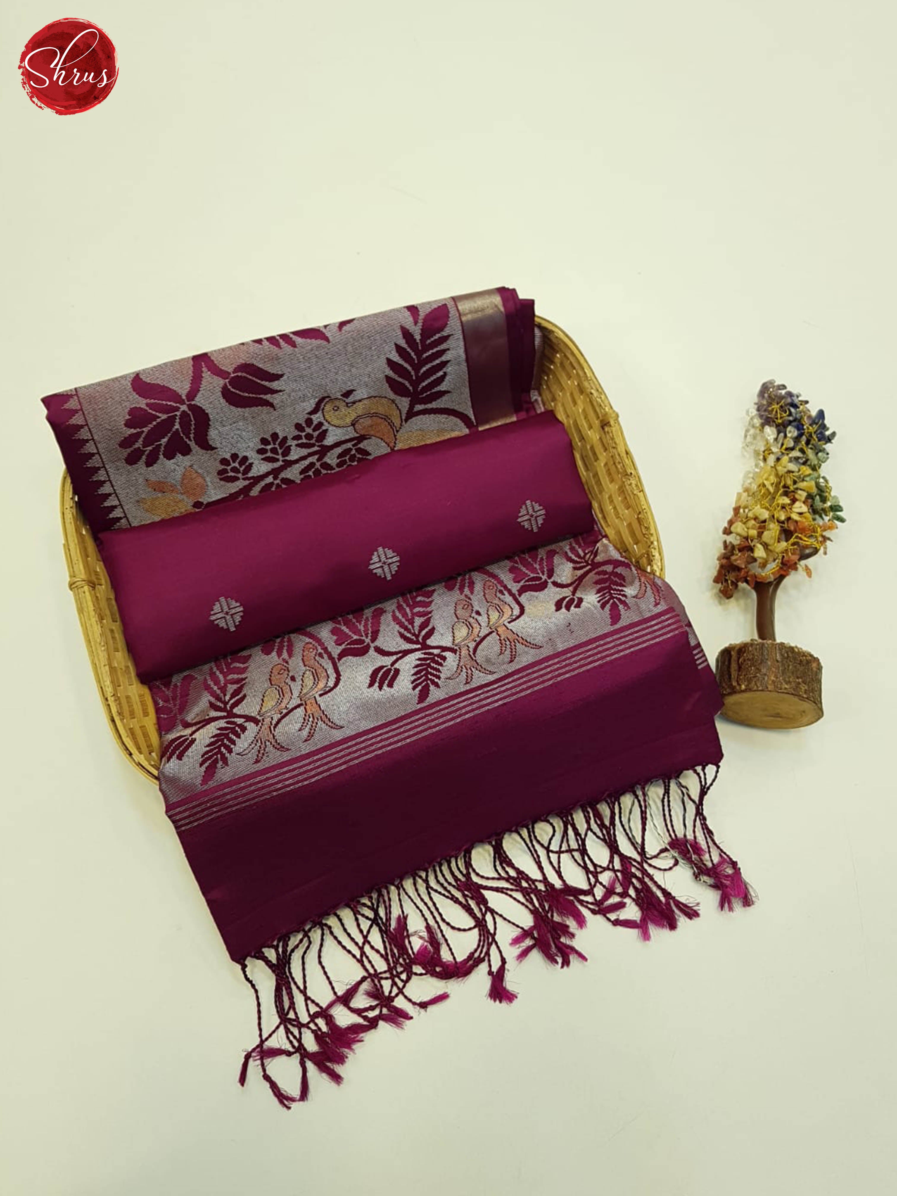 Wine(single tone)-Soft silk Saree - Shop on ShrusEternity.com