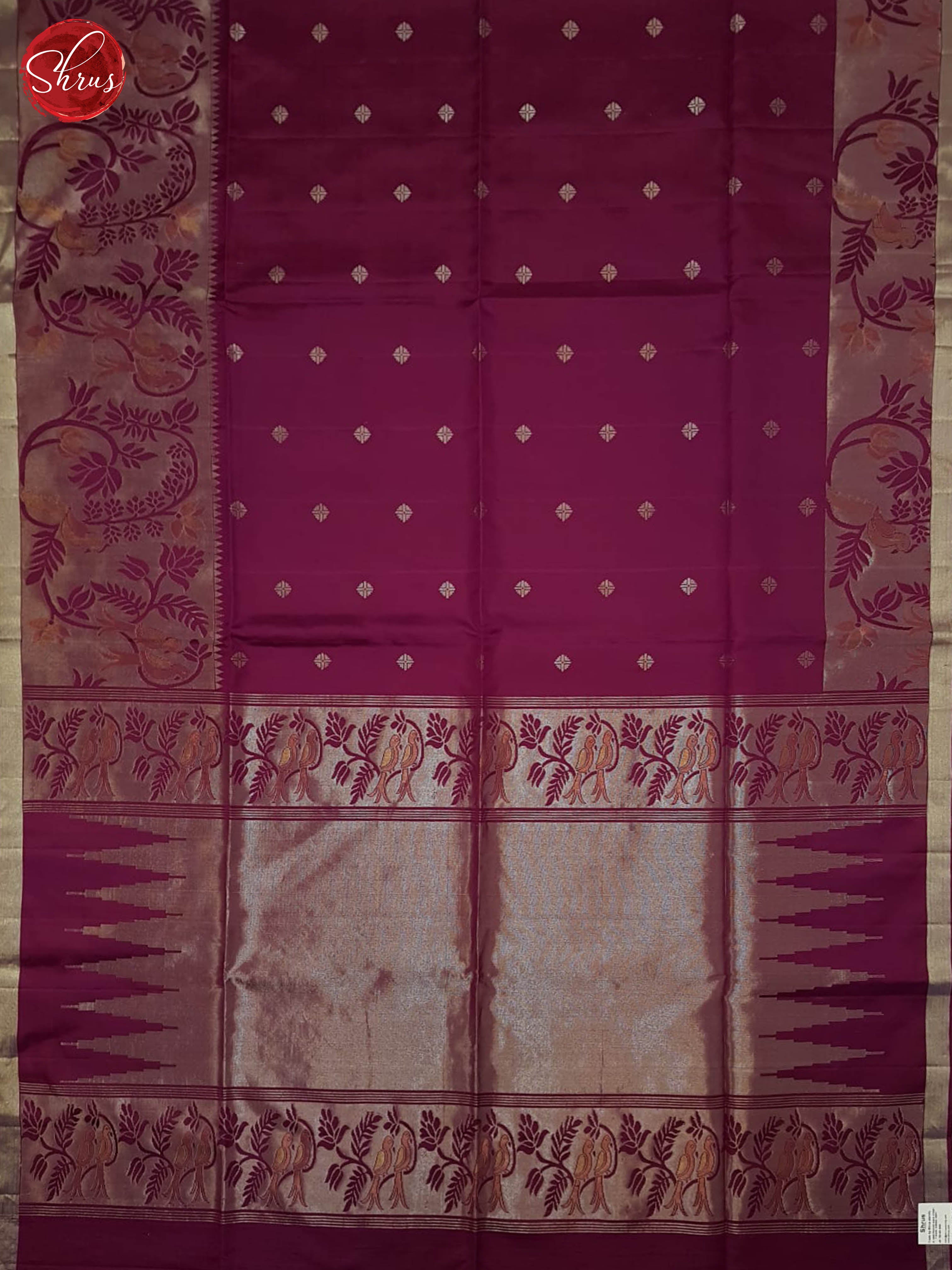 Wine(single tone)-Soft silk Saree - Shop on ShrusEternity.com