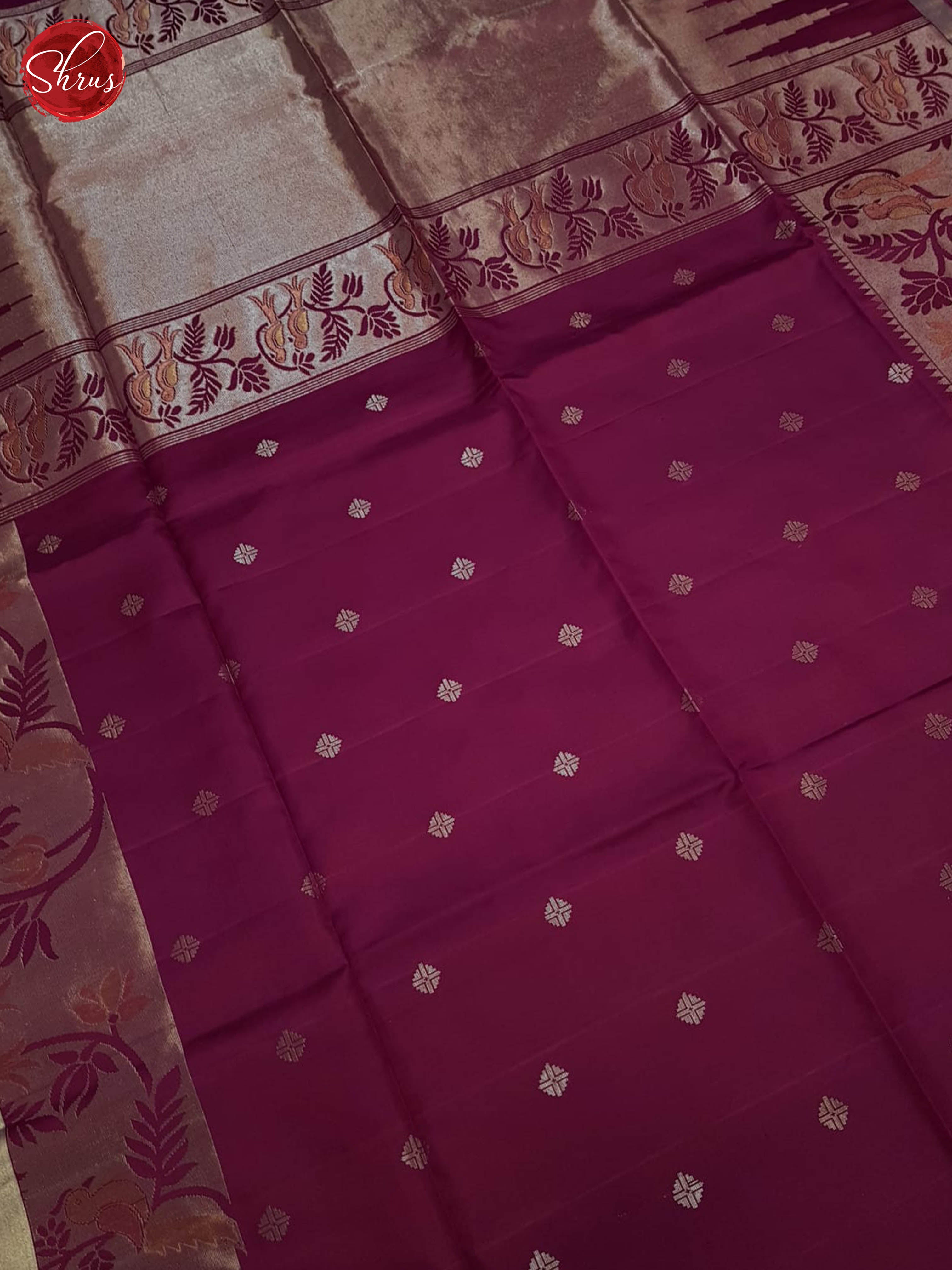 Wine(single tone)-Soft silk Saree - Shop on ShrusEternity.com