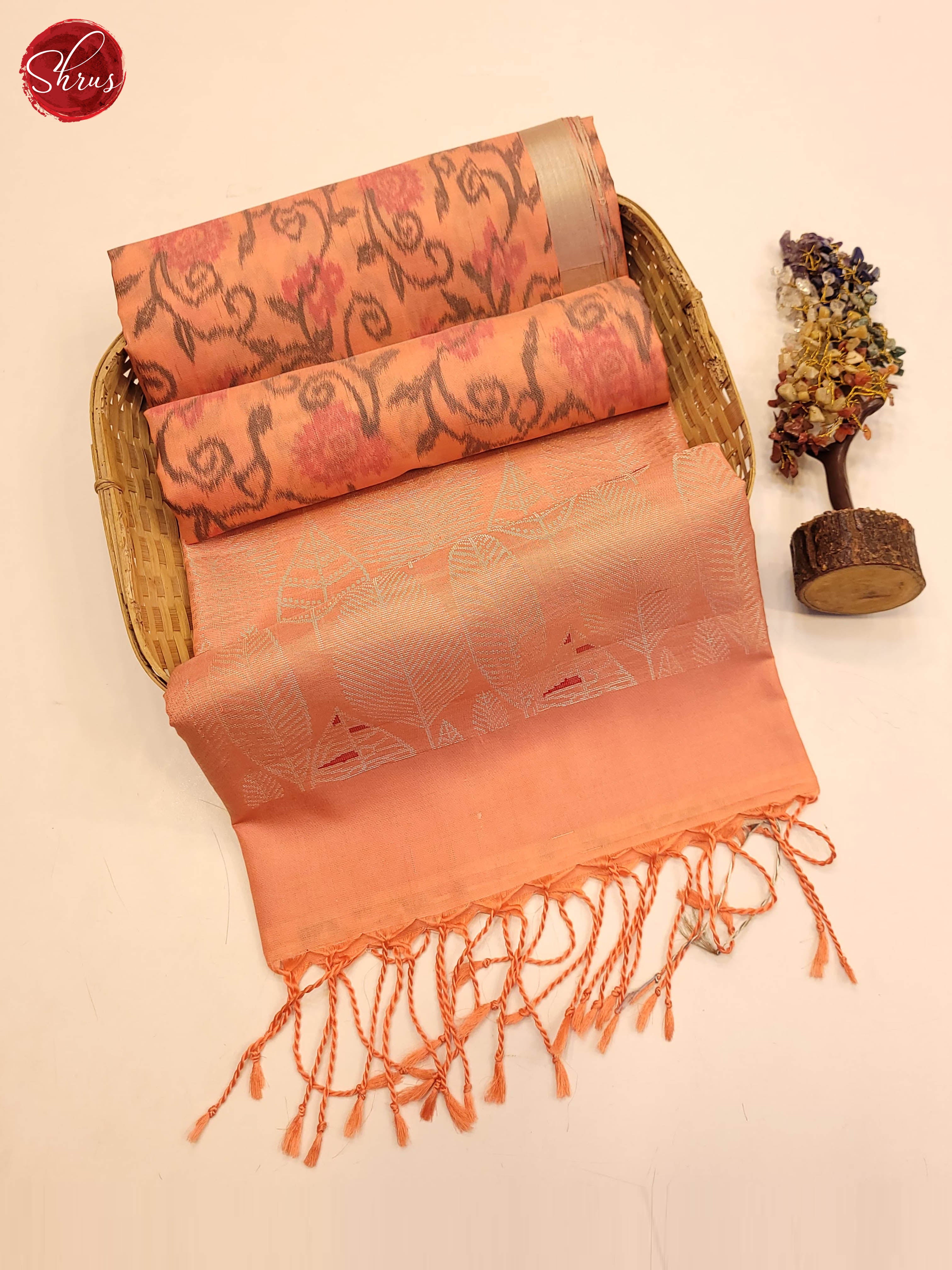 Peach and Red- Soft Silk Saree - Shop on ShrusEternity.com