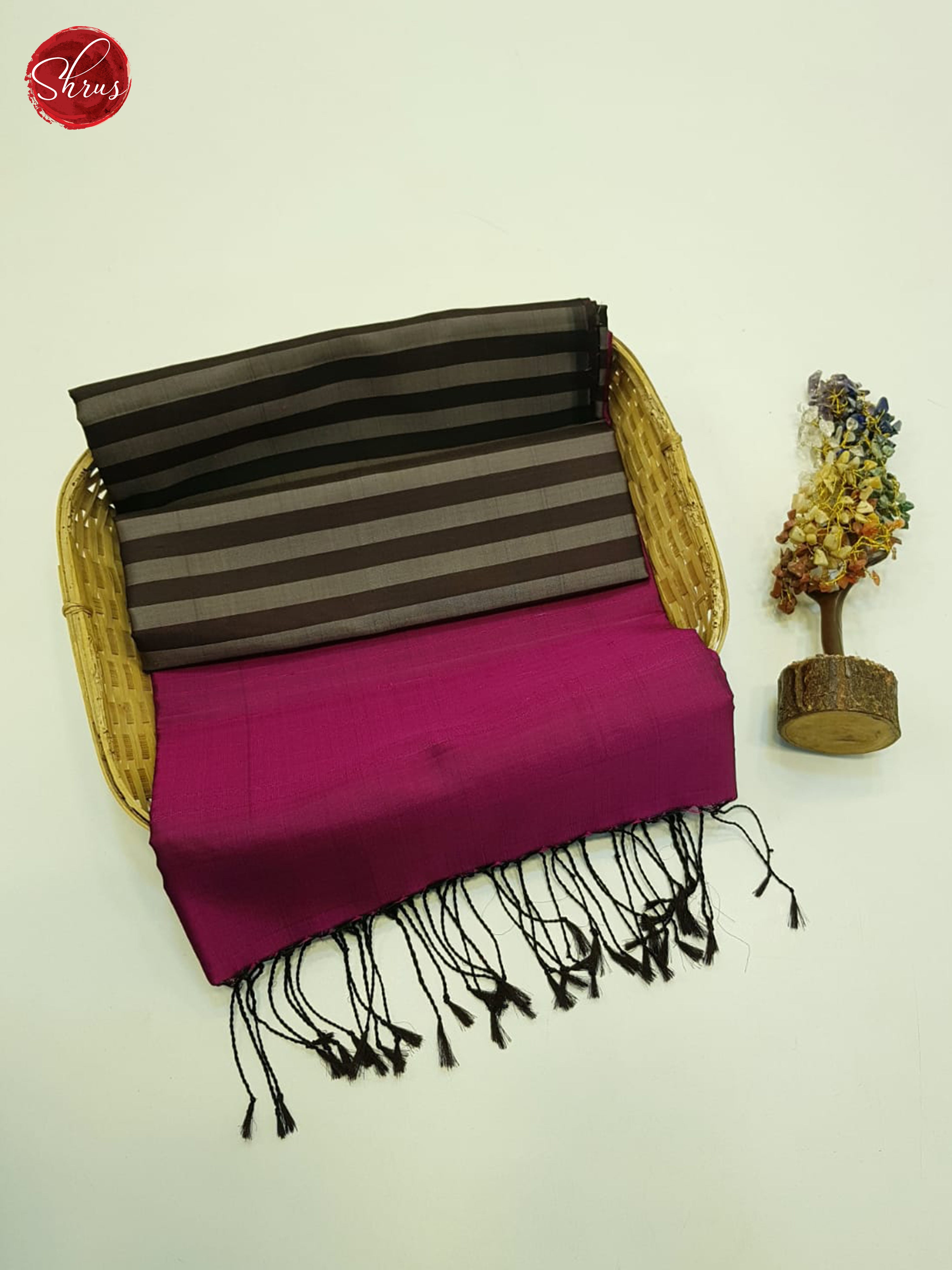 Brown And Wine-Soft silk Saree - Shop on ShrusEternity.com