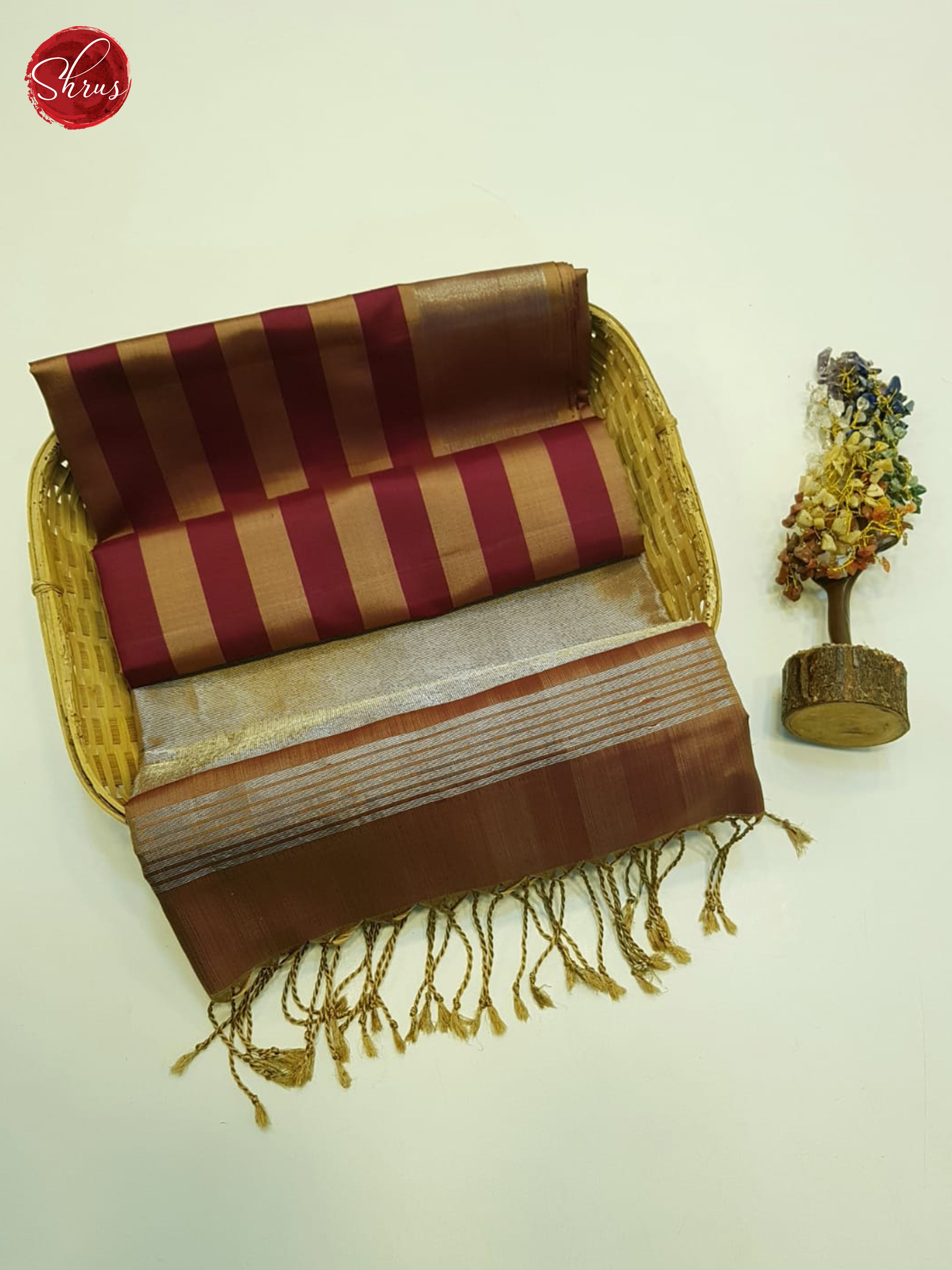 Brown and Maroon -Soft Silk saree - Shop on ShrusEternity.com