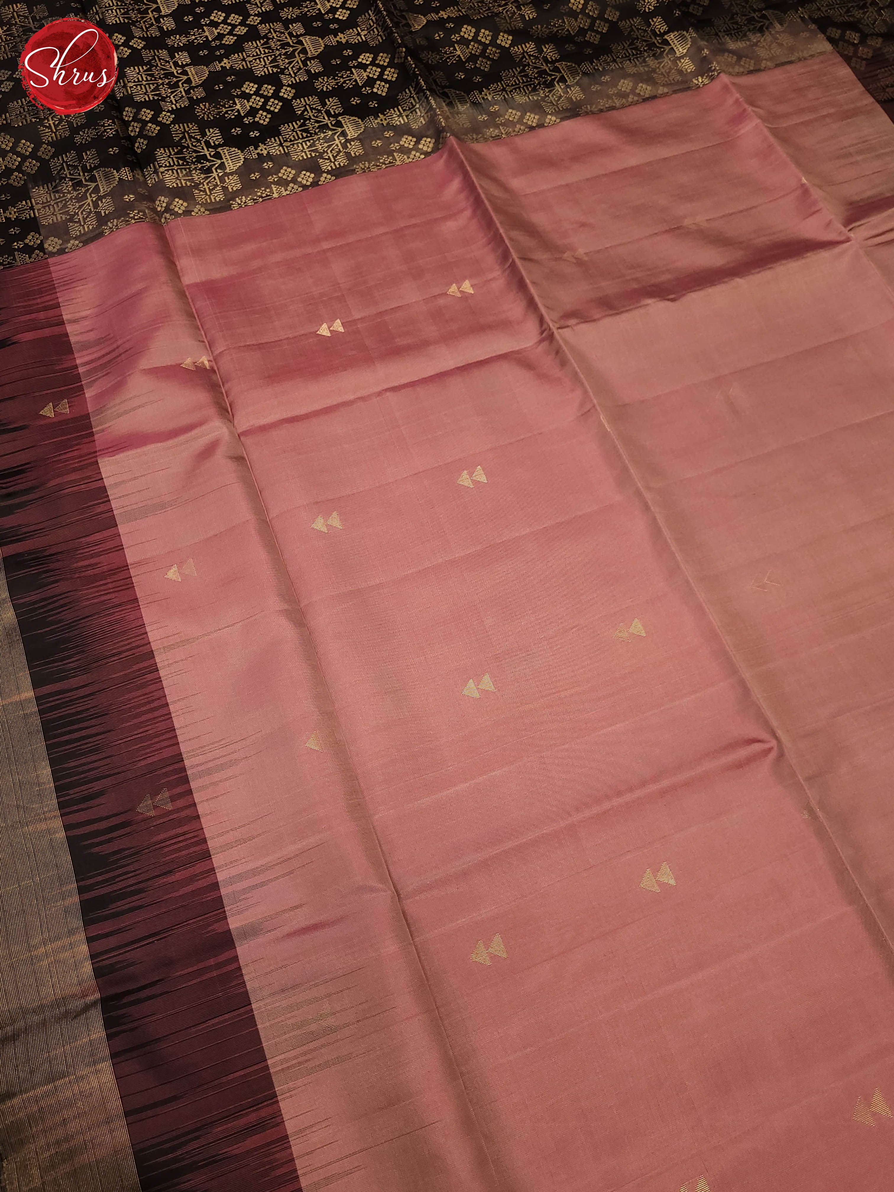 Onion pink and black-Soft silk saree - Shop on ShrusEternity.com