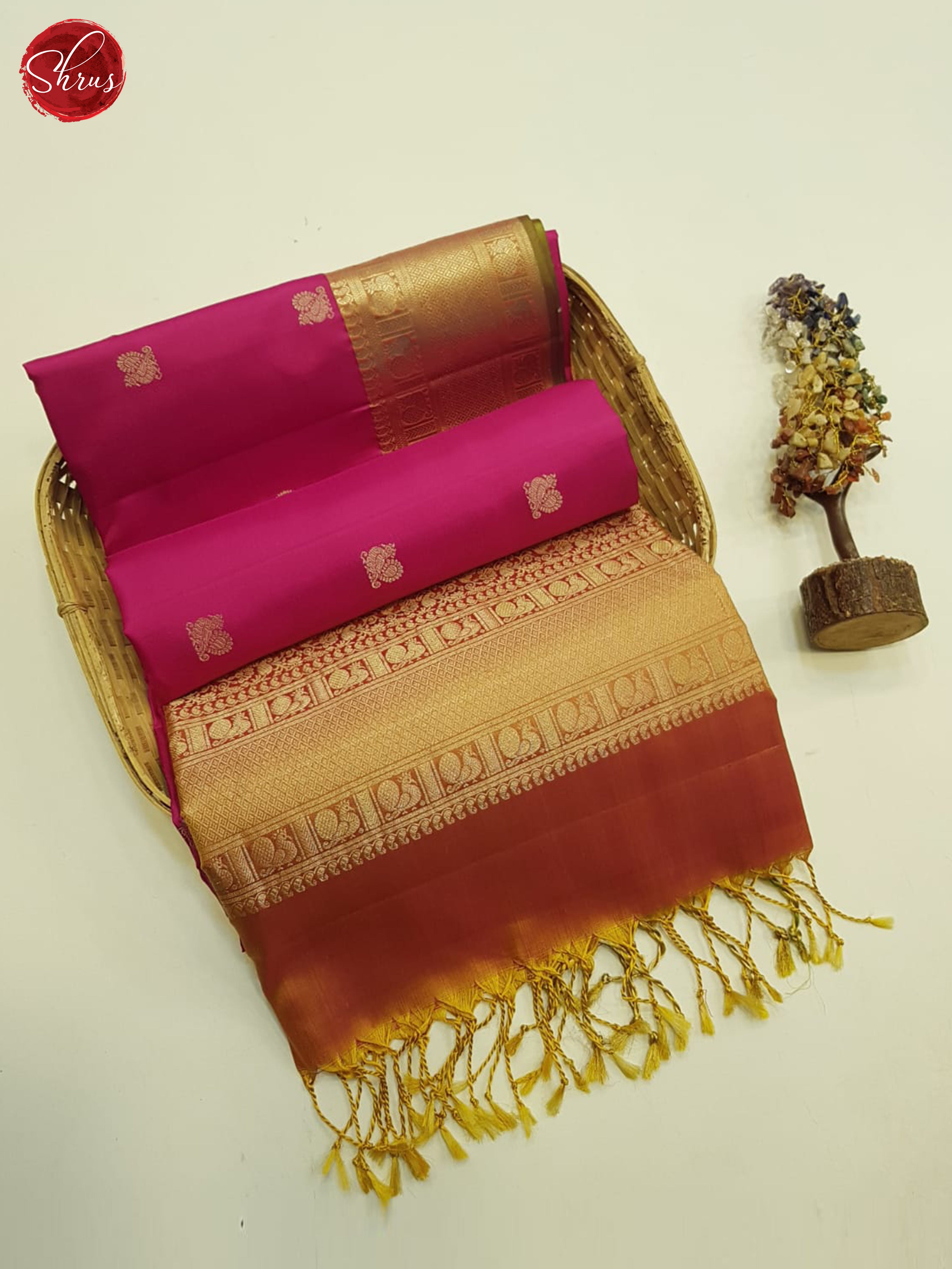 Pink And Orange-Soft silk saree - Shop on ShrusEternity.com