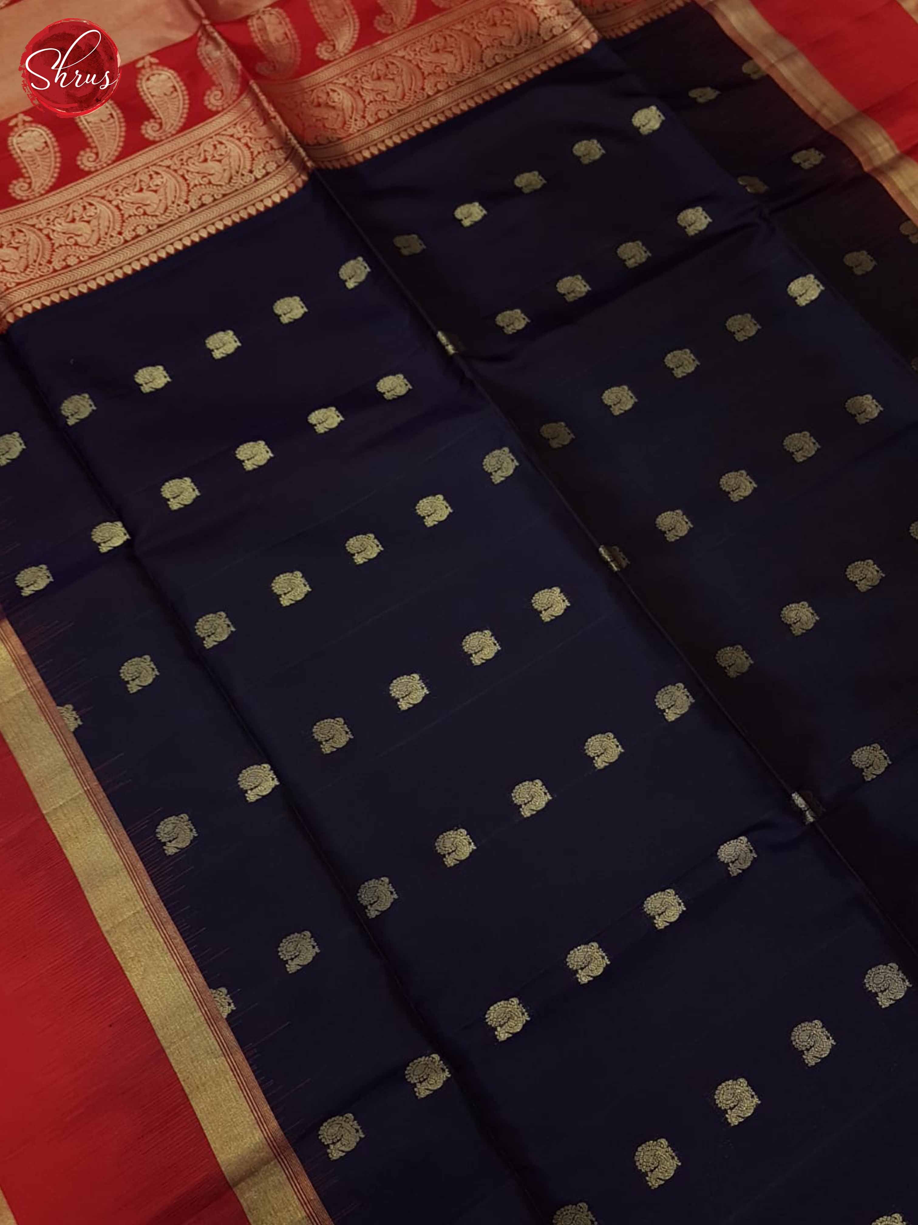 Blue and Red- Soft Silk Saree - Shop on ShrusEternity.com