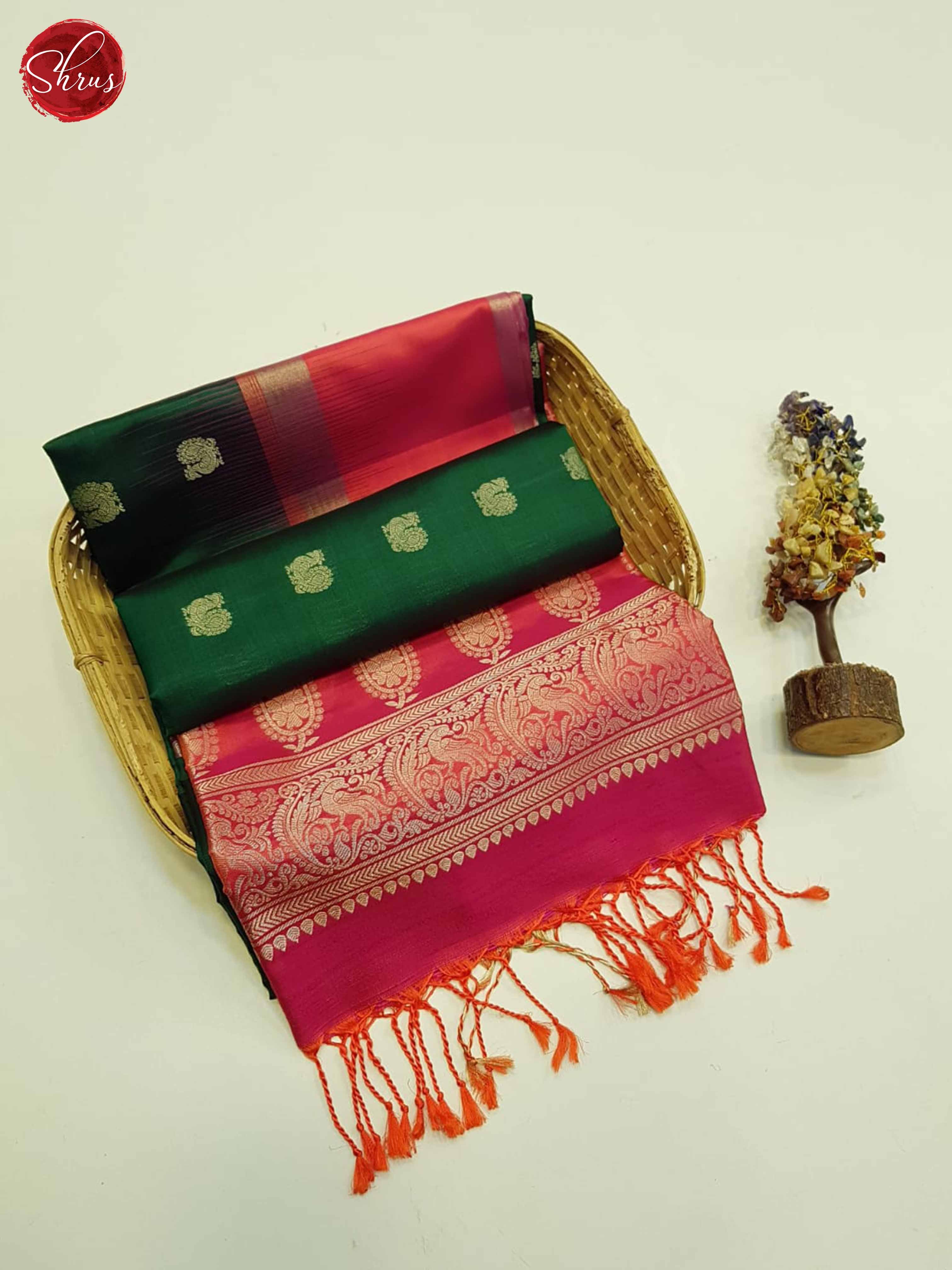 Green and Pink - Soft Silk Saree - Shop on ShrusEternity.com