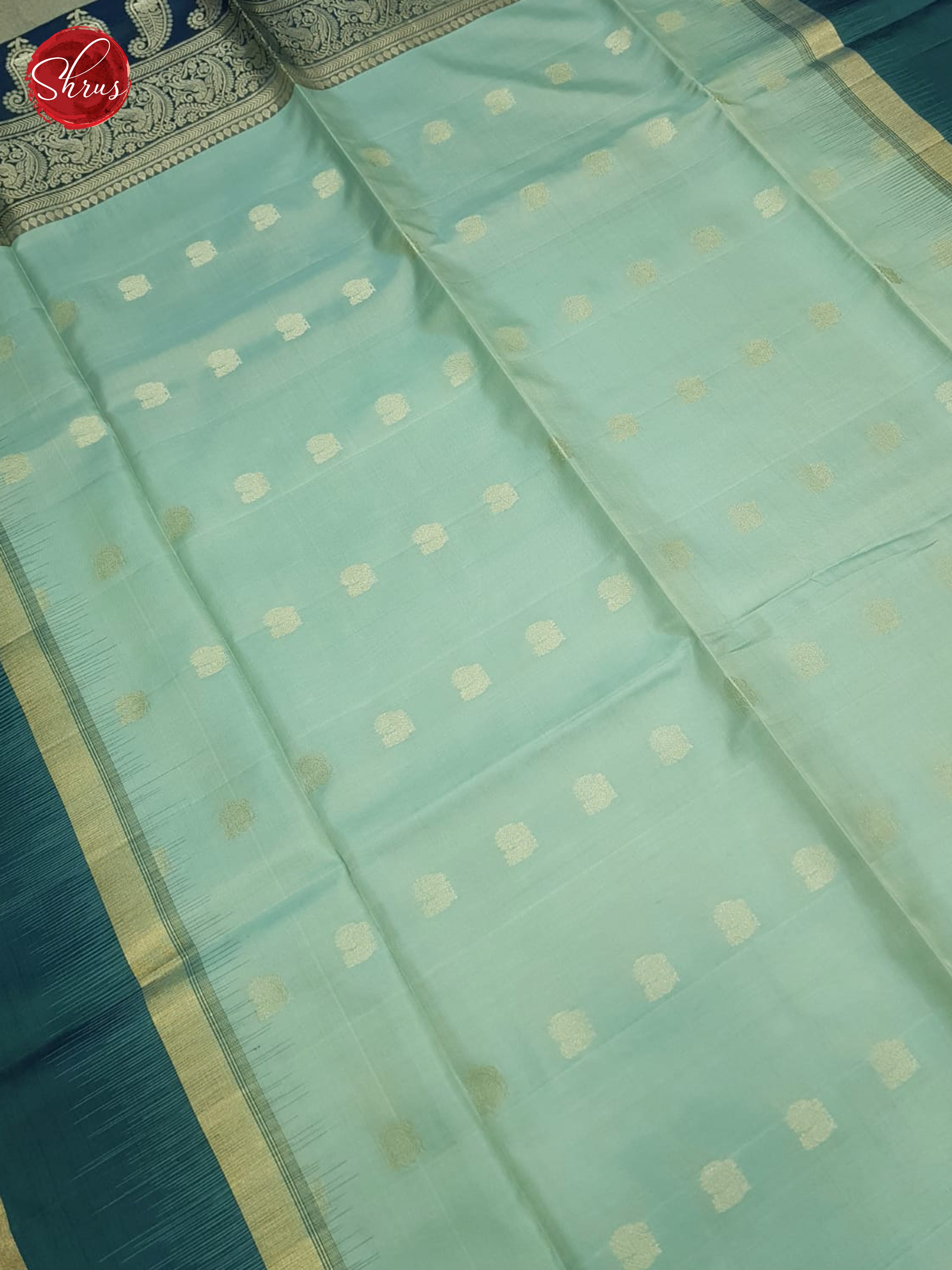 Ice Blue and blue -Soft silk saree - Shop on ShrusEternity.com