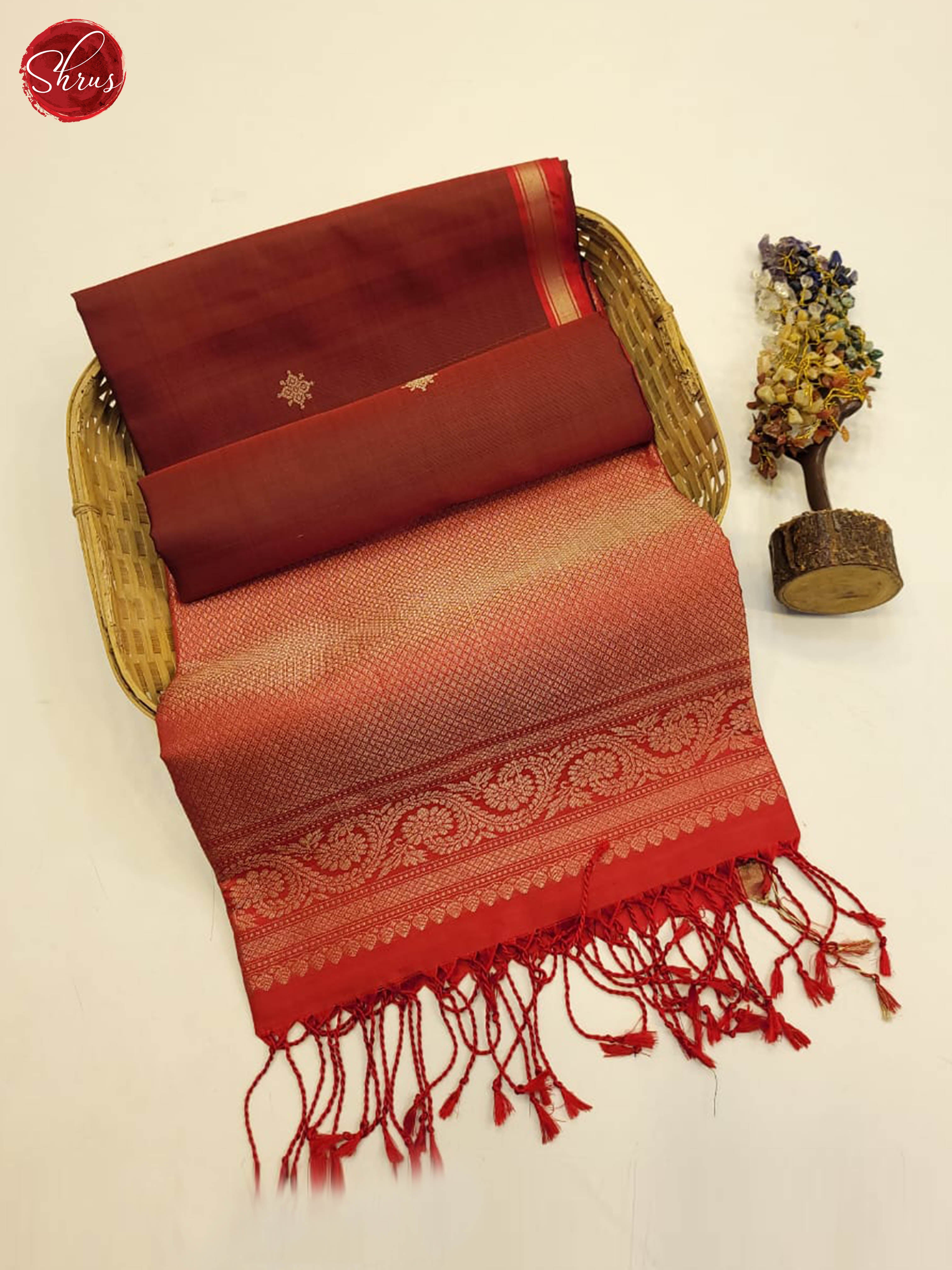 Maroon and Red- Soft silk saree - Shop on ShrusEternity.com