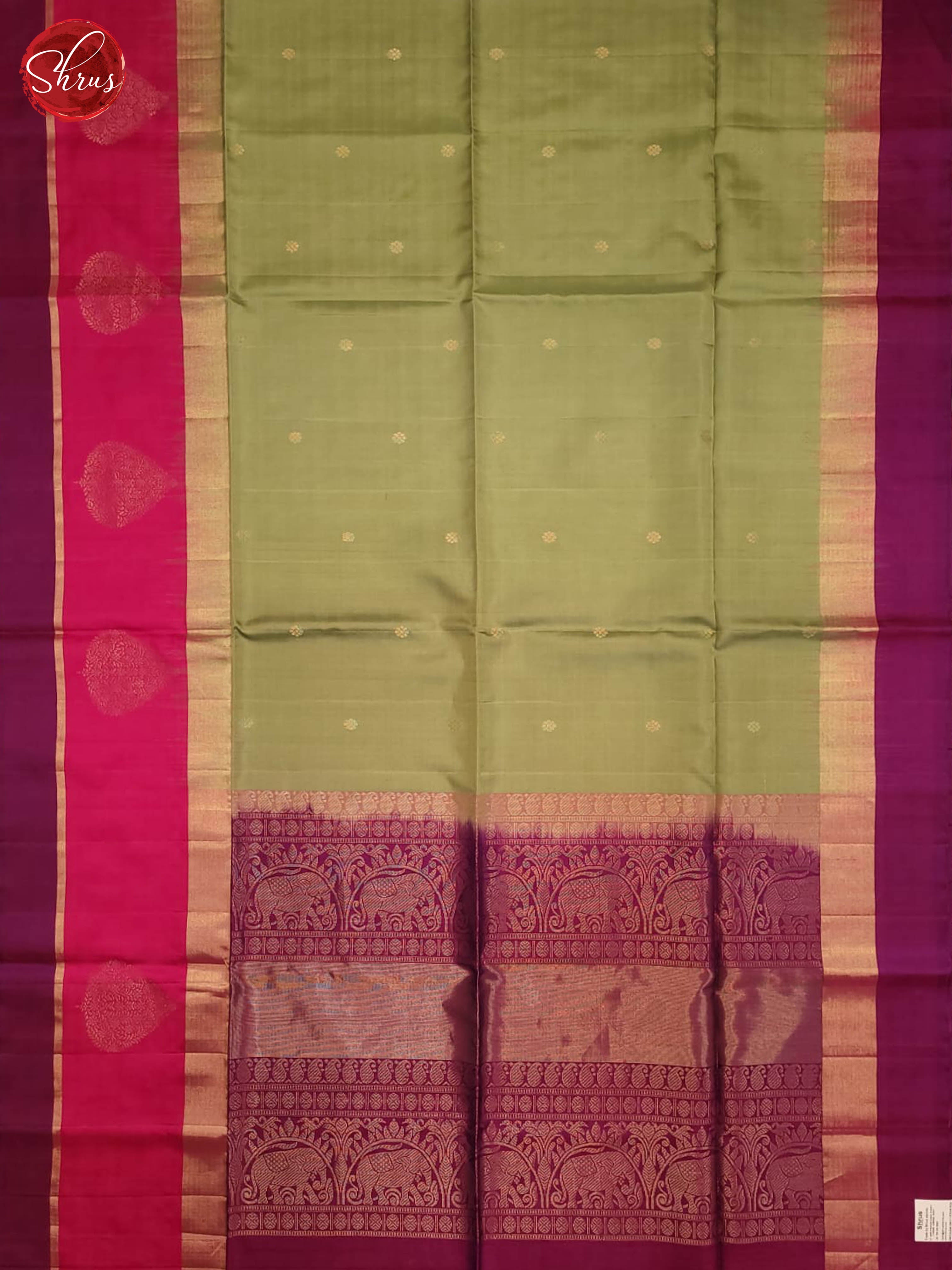 Elachi Green and wine- Soft Silk Saree - Shop on ShrusEternity.com