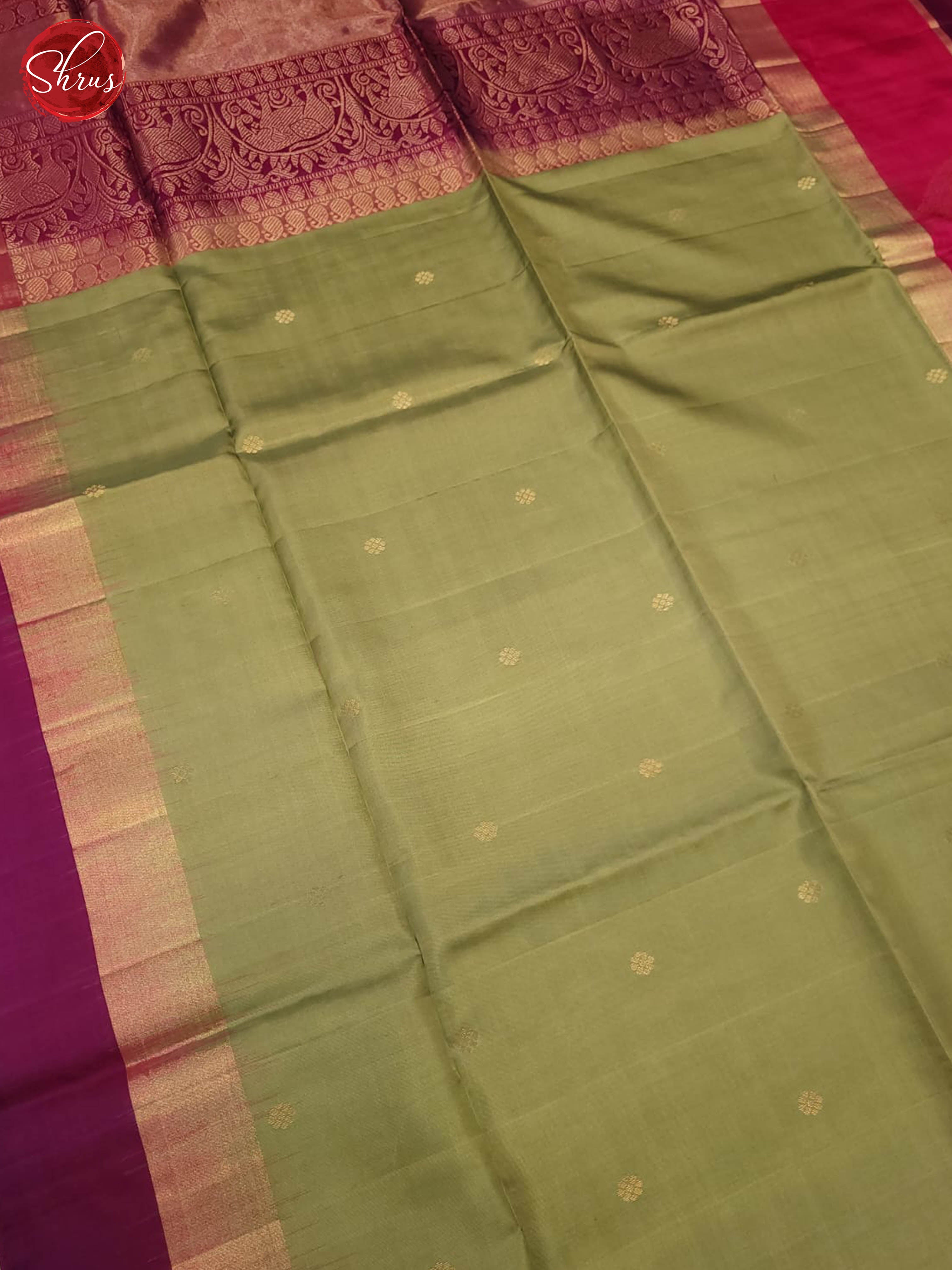 Elachi Green and wine- Soft Silk Saree - Shop on ShrusEternity.com