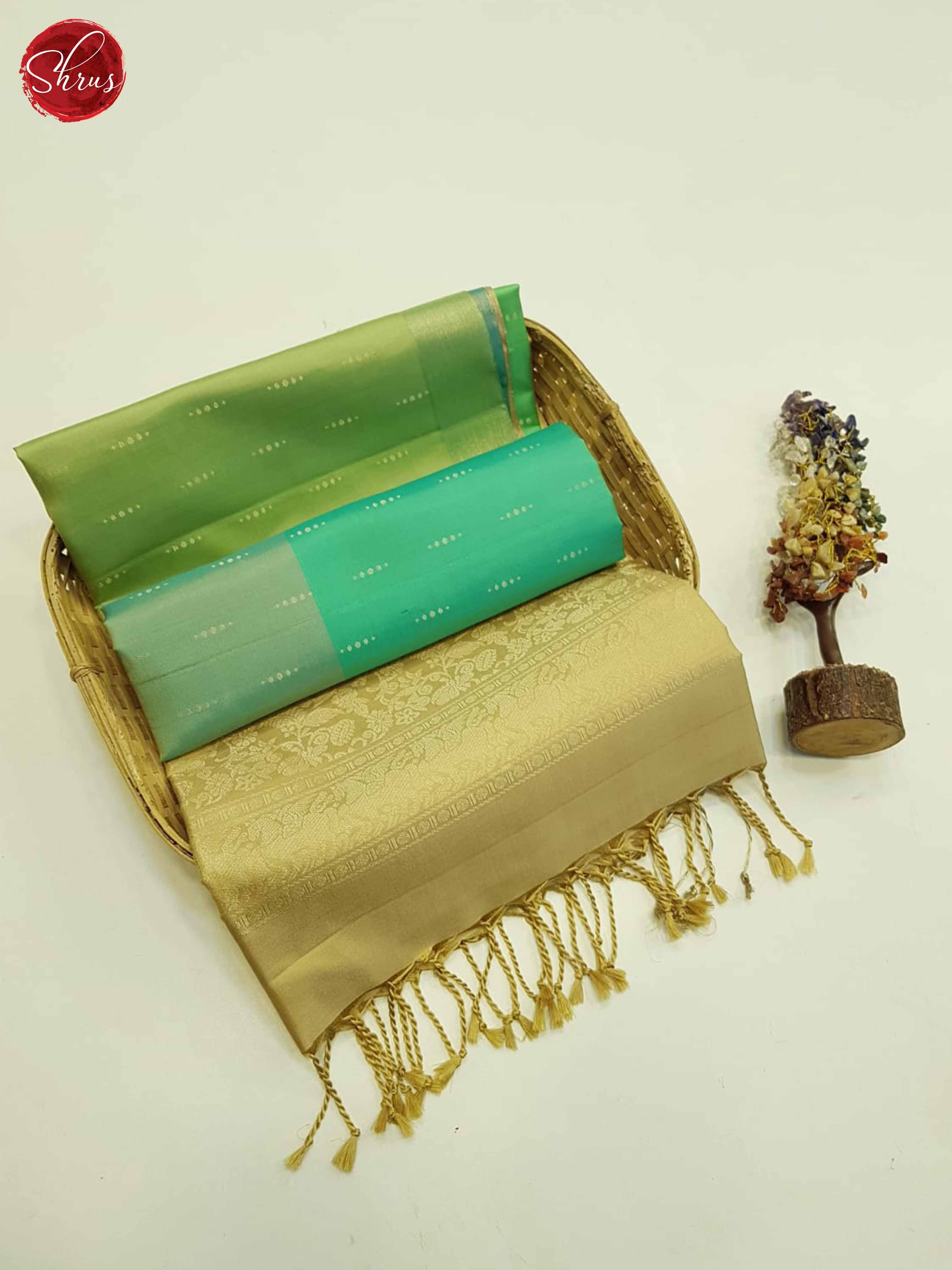 Multi green and beige - Soft Silk Saree - Shop on ShrusEternity.com