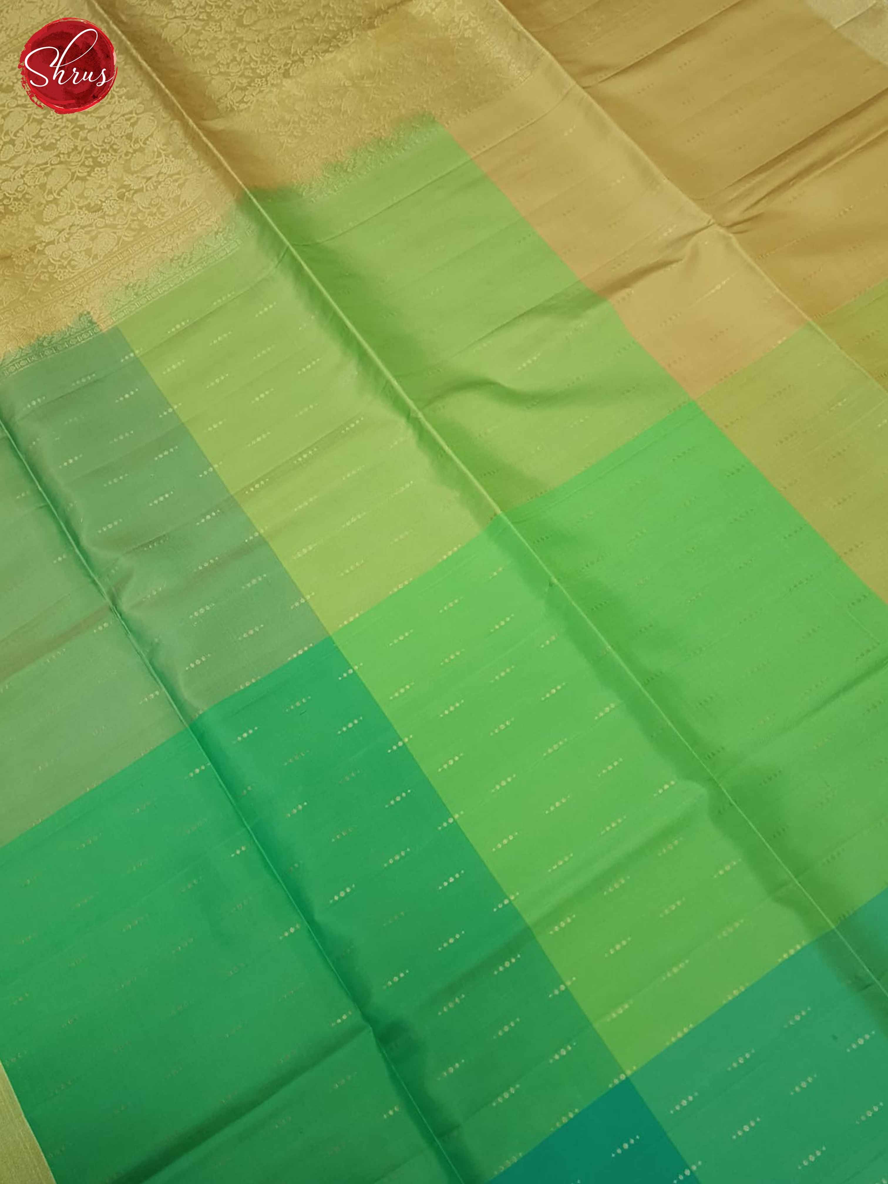 Multi green and beige - Soft Silk Saree - Shop on ShrusEternity.com