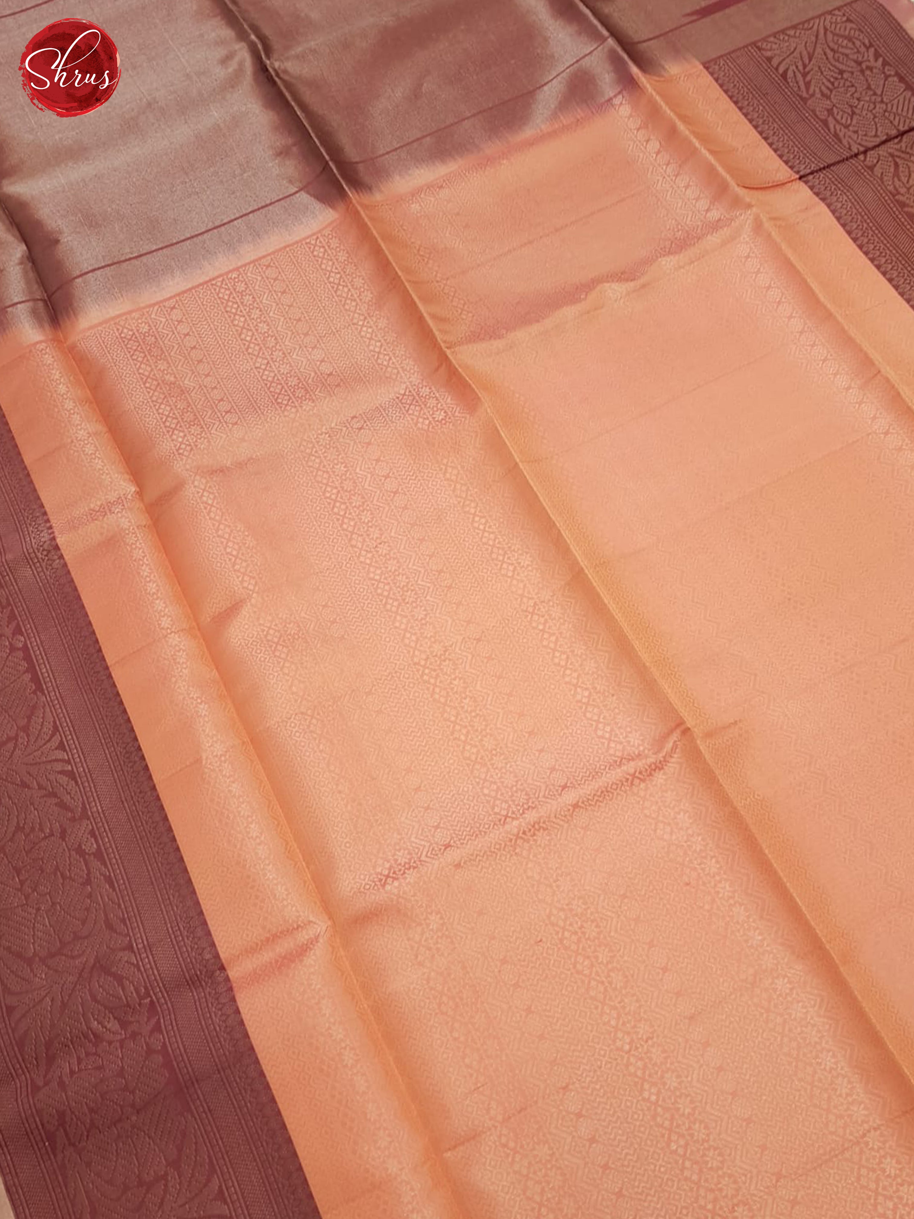 Peachish Pink And Maroon-Soft Silk saree - Shop on ShrusEternity.com