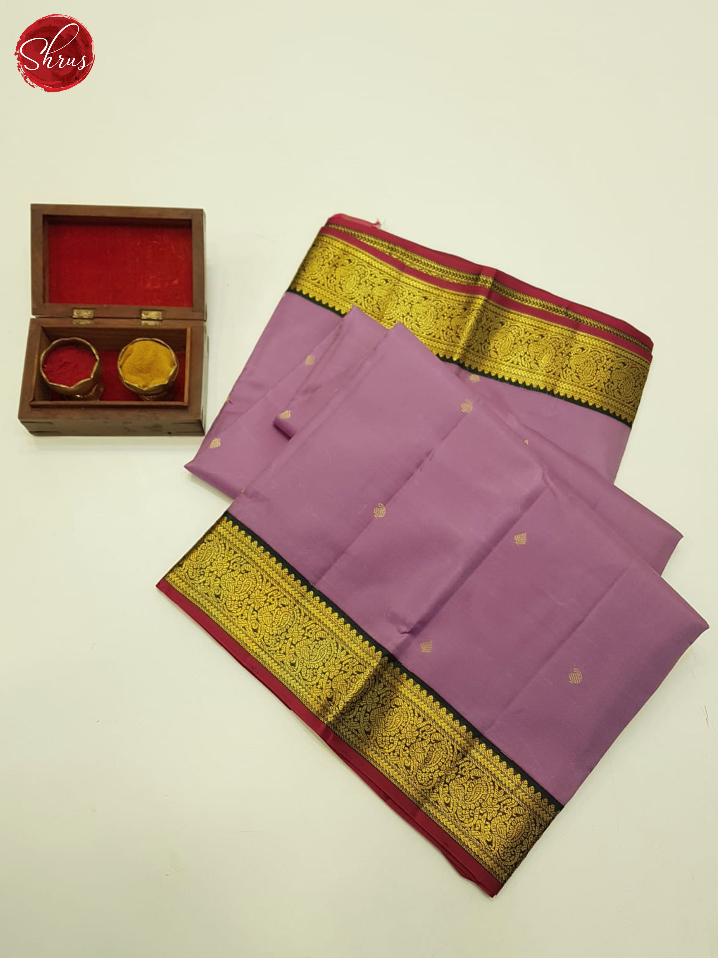 Lavender And Green-Kanchipuram Silk Saree - Shop on ShrusEternity.com