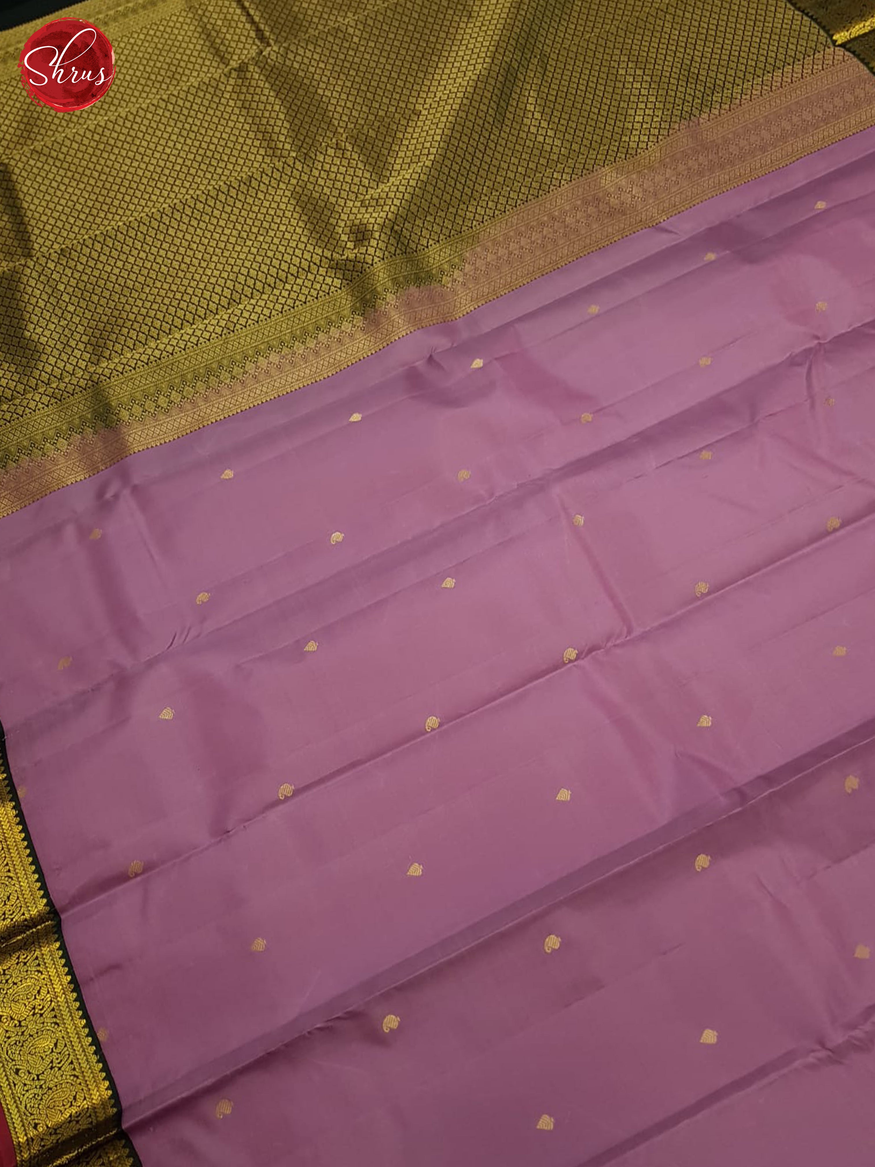 Lavender And Green-Kanchipuram Silk Saree - Shop on ShrusEternity.com