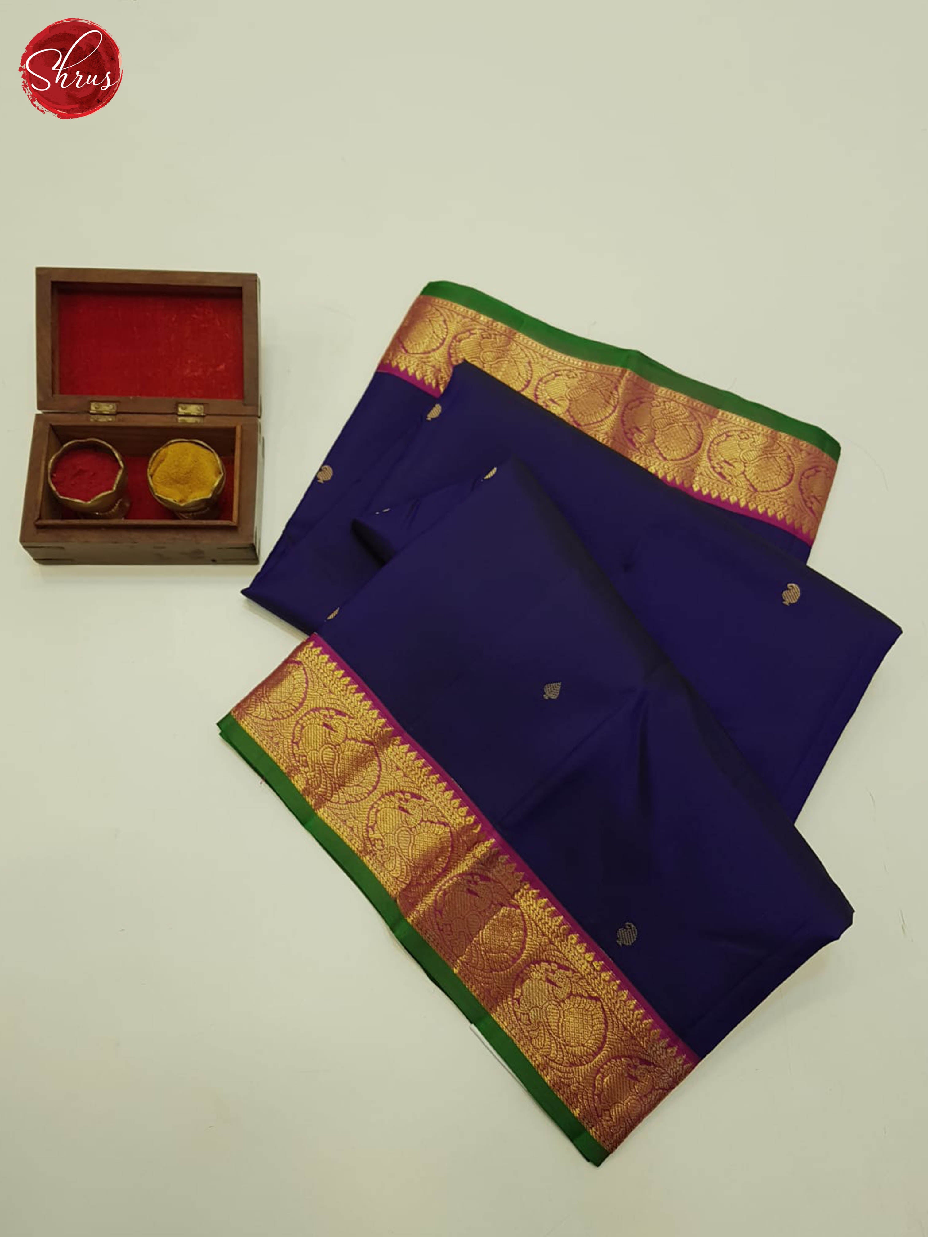 Blue And Pink-Kanchipuram Silk saree - Shop on ShrusEternity.com