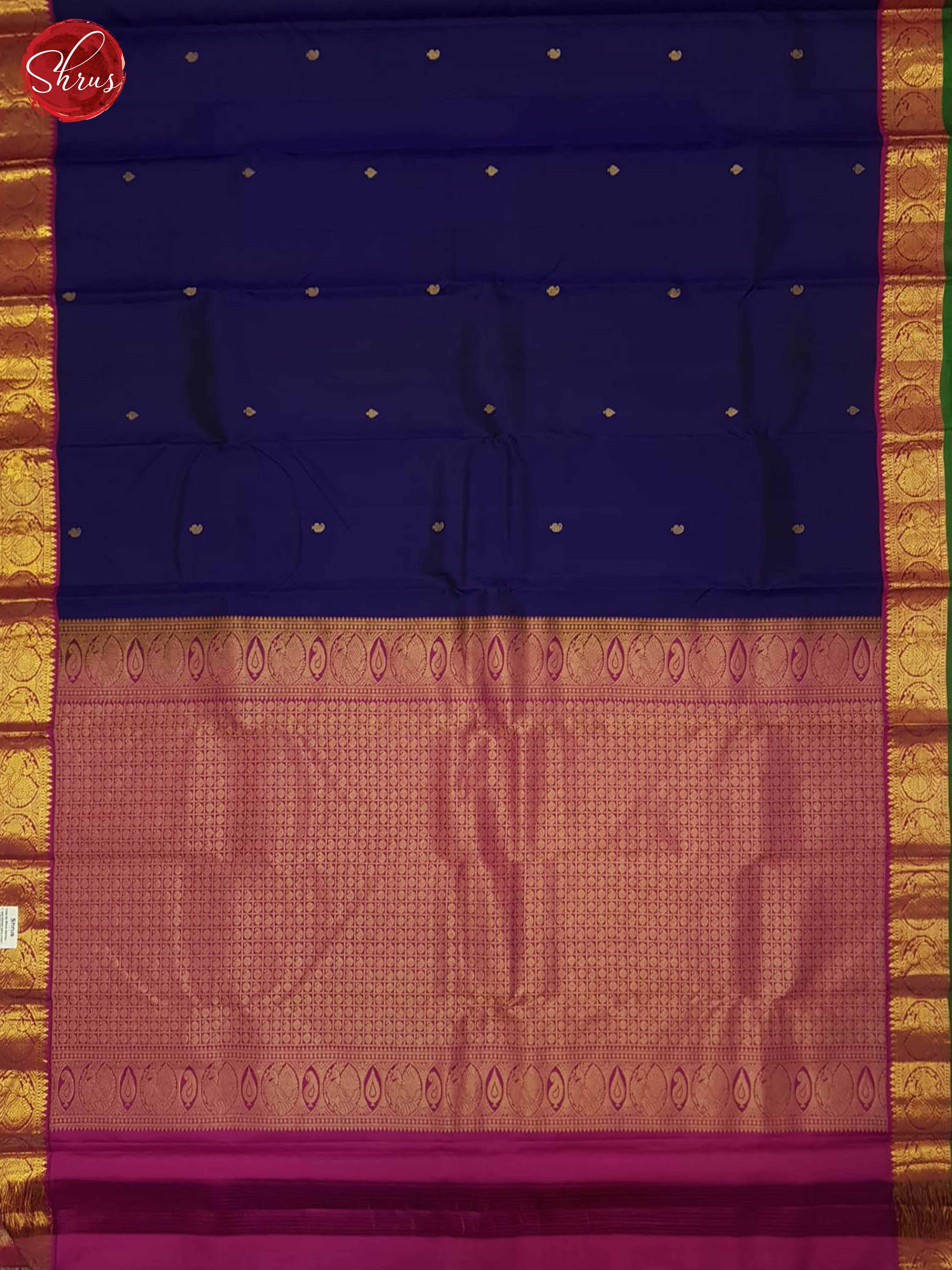 Blue And Pink-Kanchipuram Silk saree - Shop on ShrusEternity.com