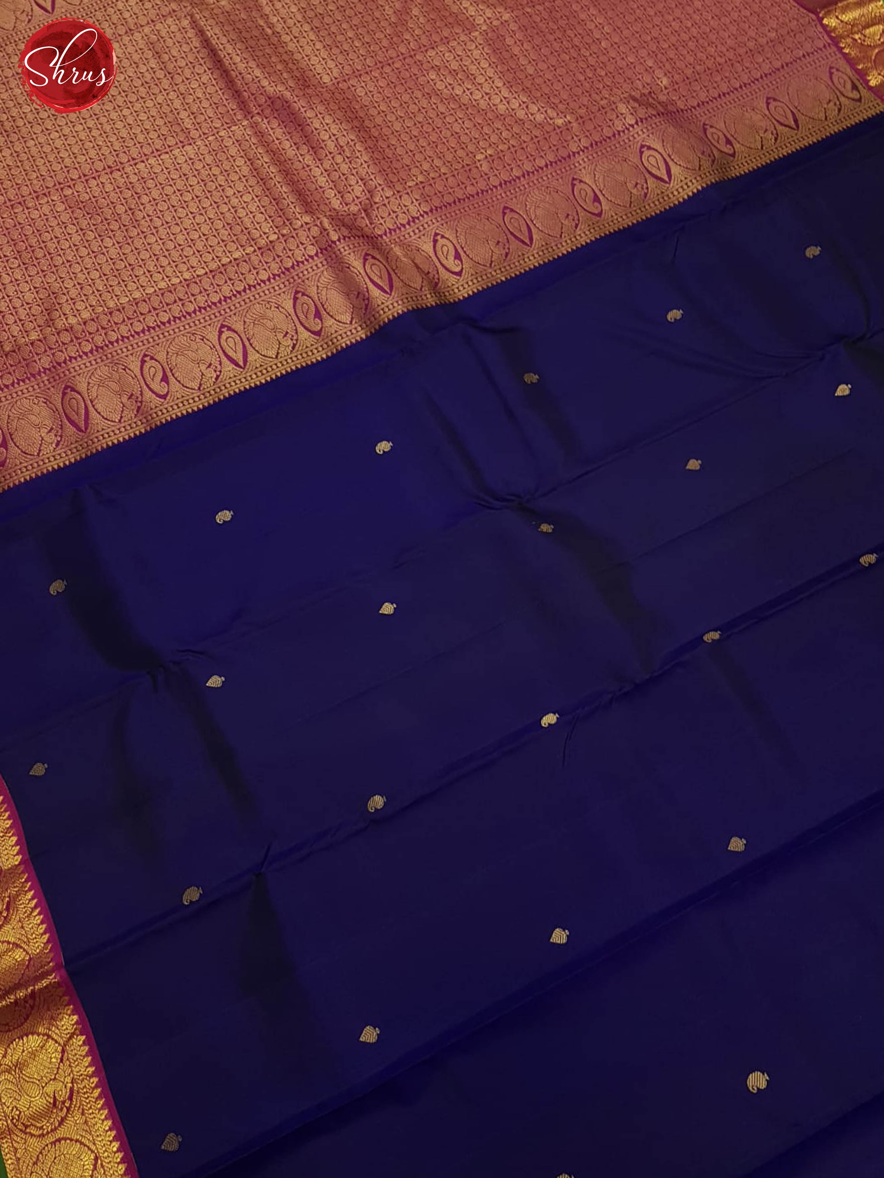 Blue And Pink-Kanchipuram Silk saree - Shop on ShrusEternity.com