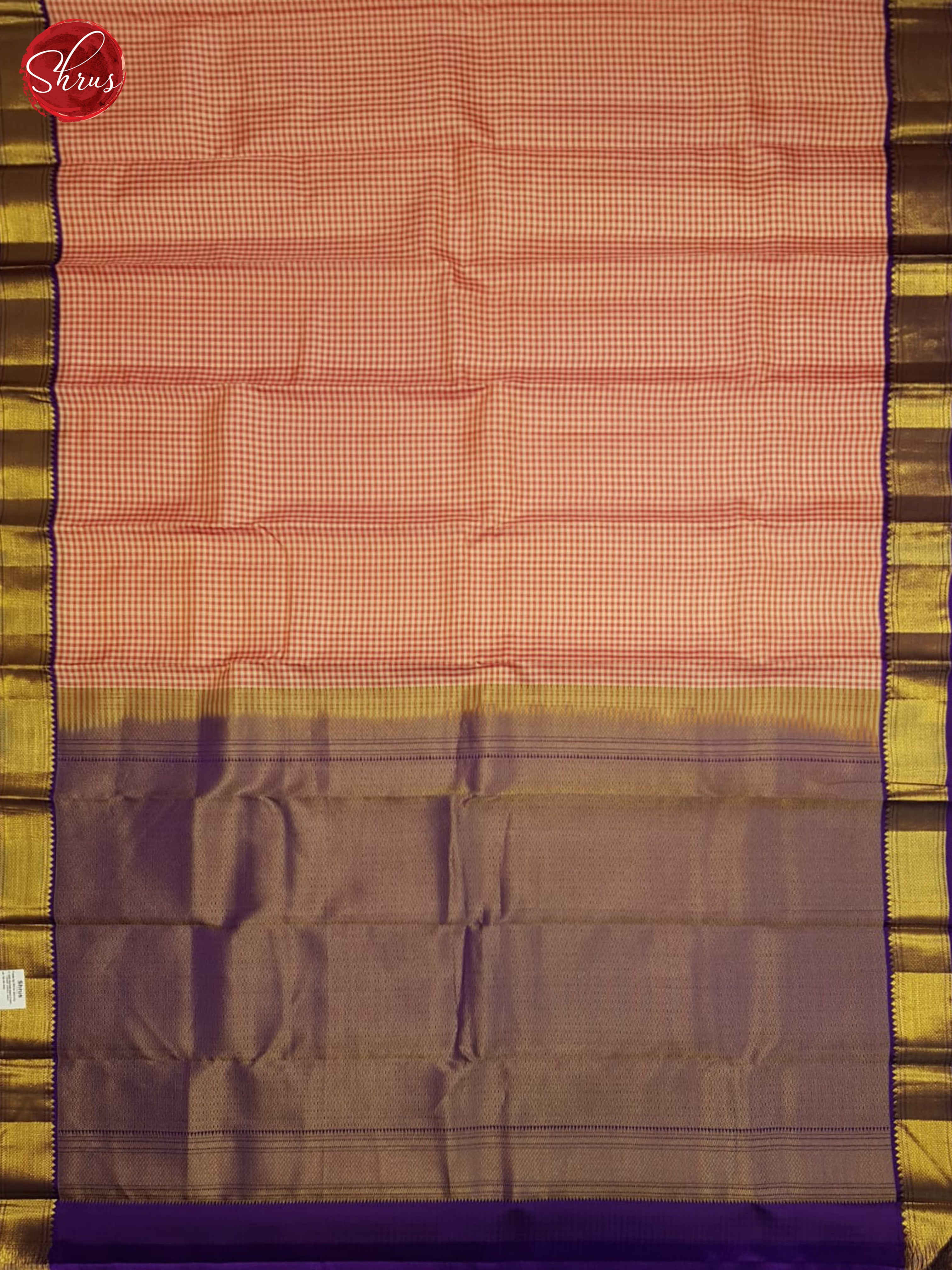 Orange and purple - Kanchipuram silk Saree - Shop on ShrusEternity.com