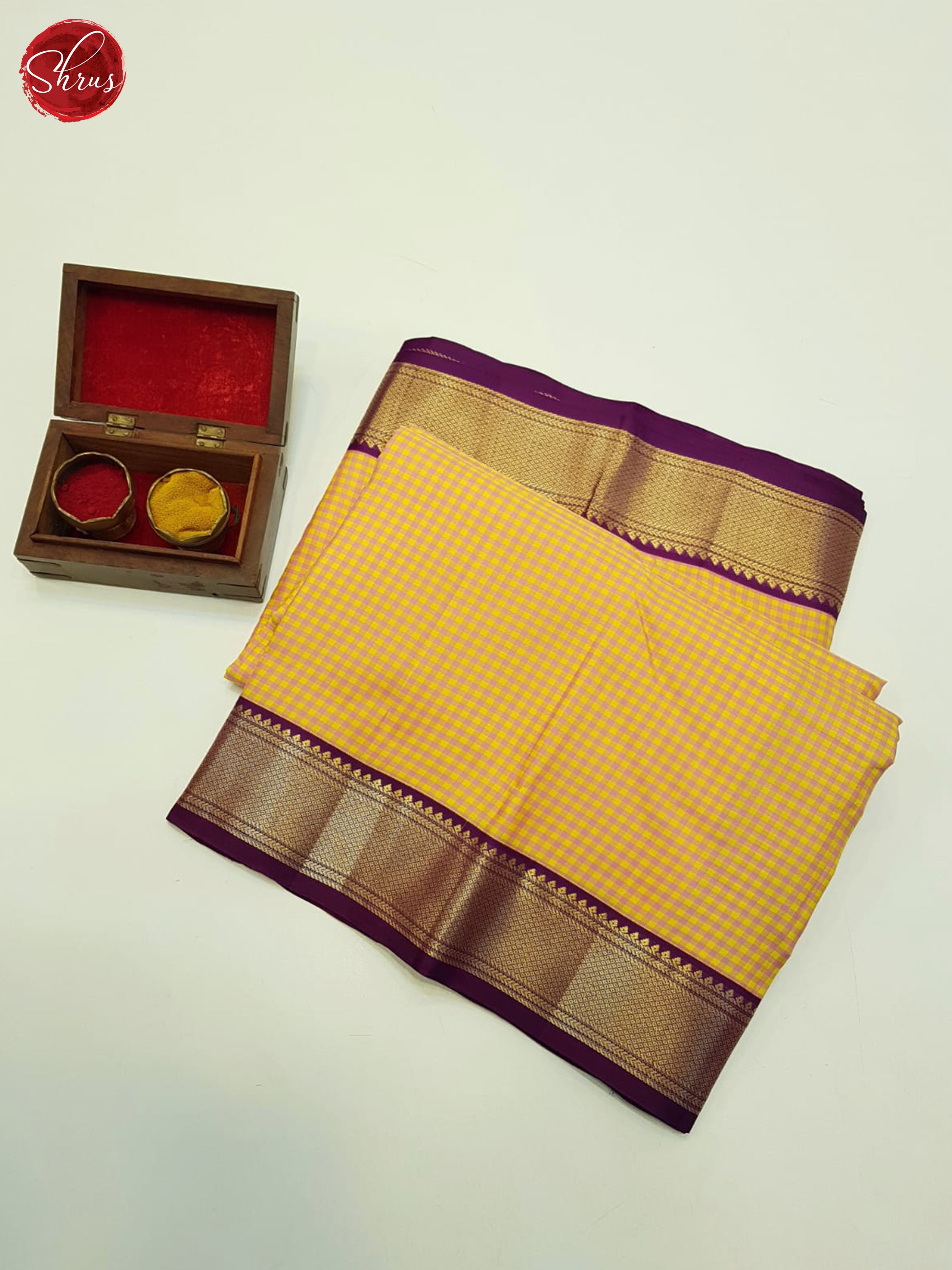 Peach And Purple-Kanchipuram silk Saree - Shop on ShrusEternity.com