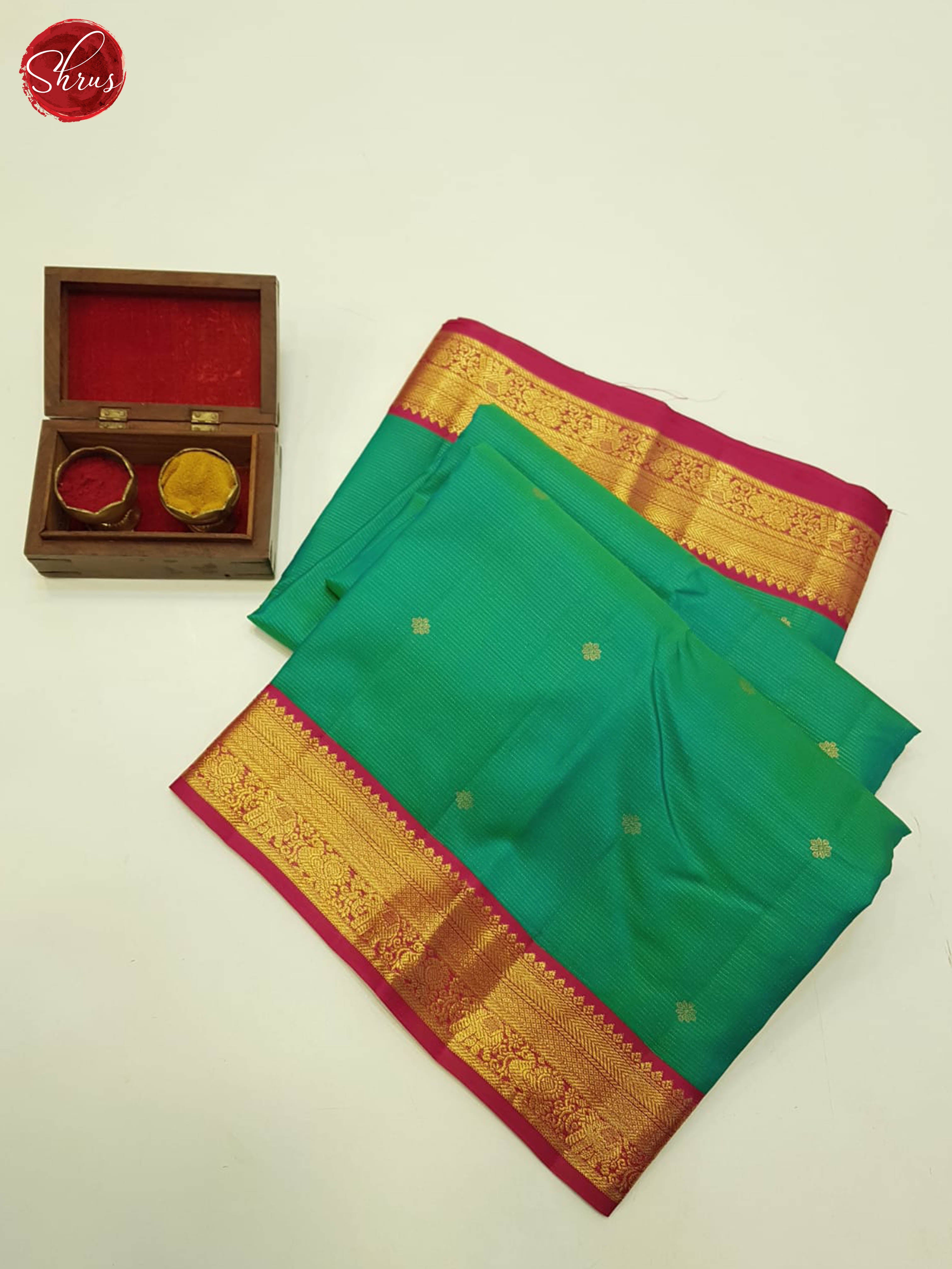 Green And Pink-Kanchipuram Silk Saree - Shop on ShrusEternity.com