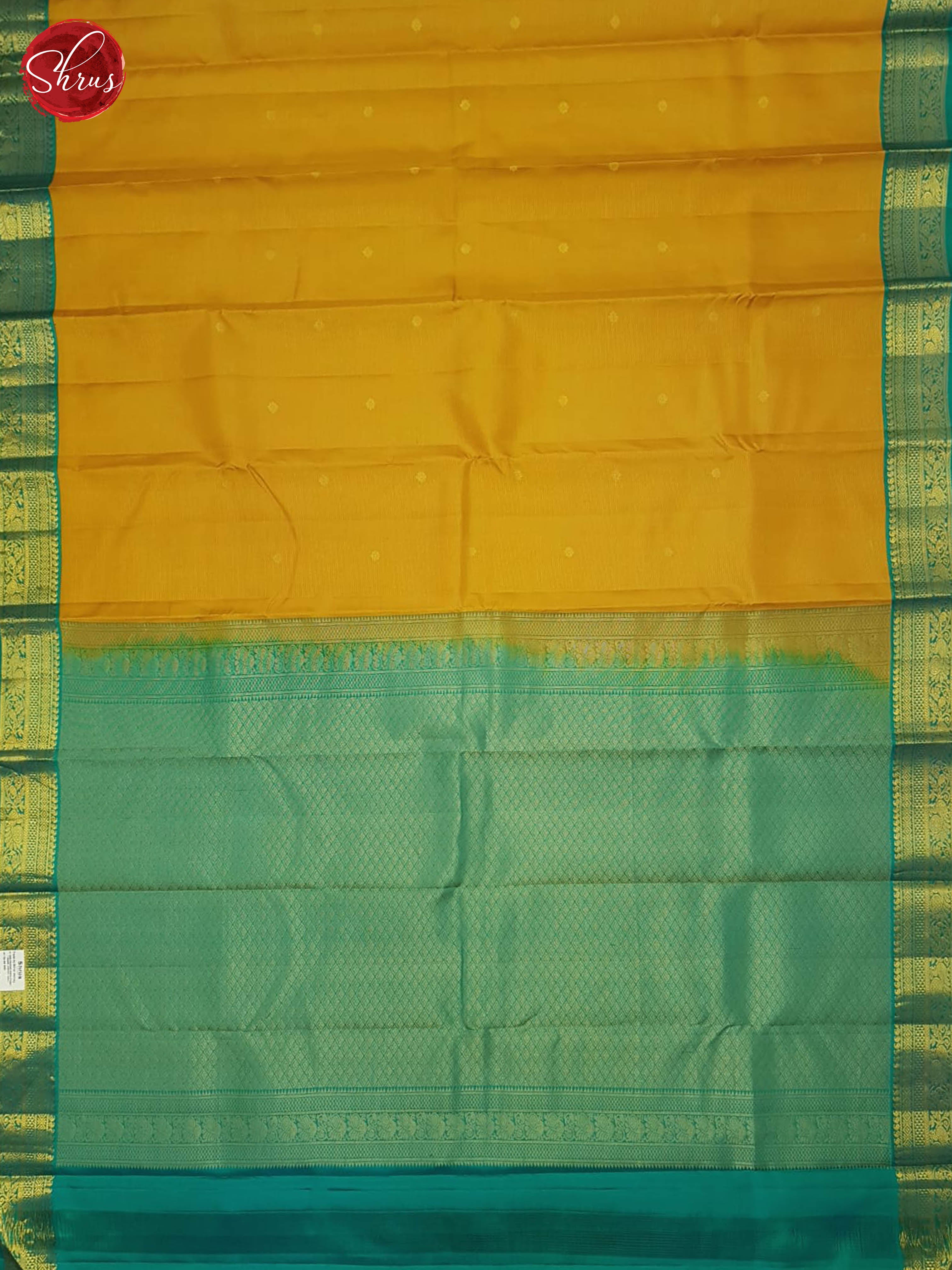 Mustard And Green-Kanchipuram Silk Saree - Shop on ShrusEternity.com