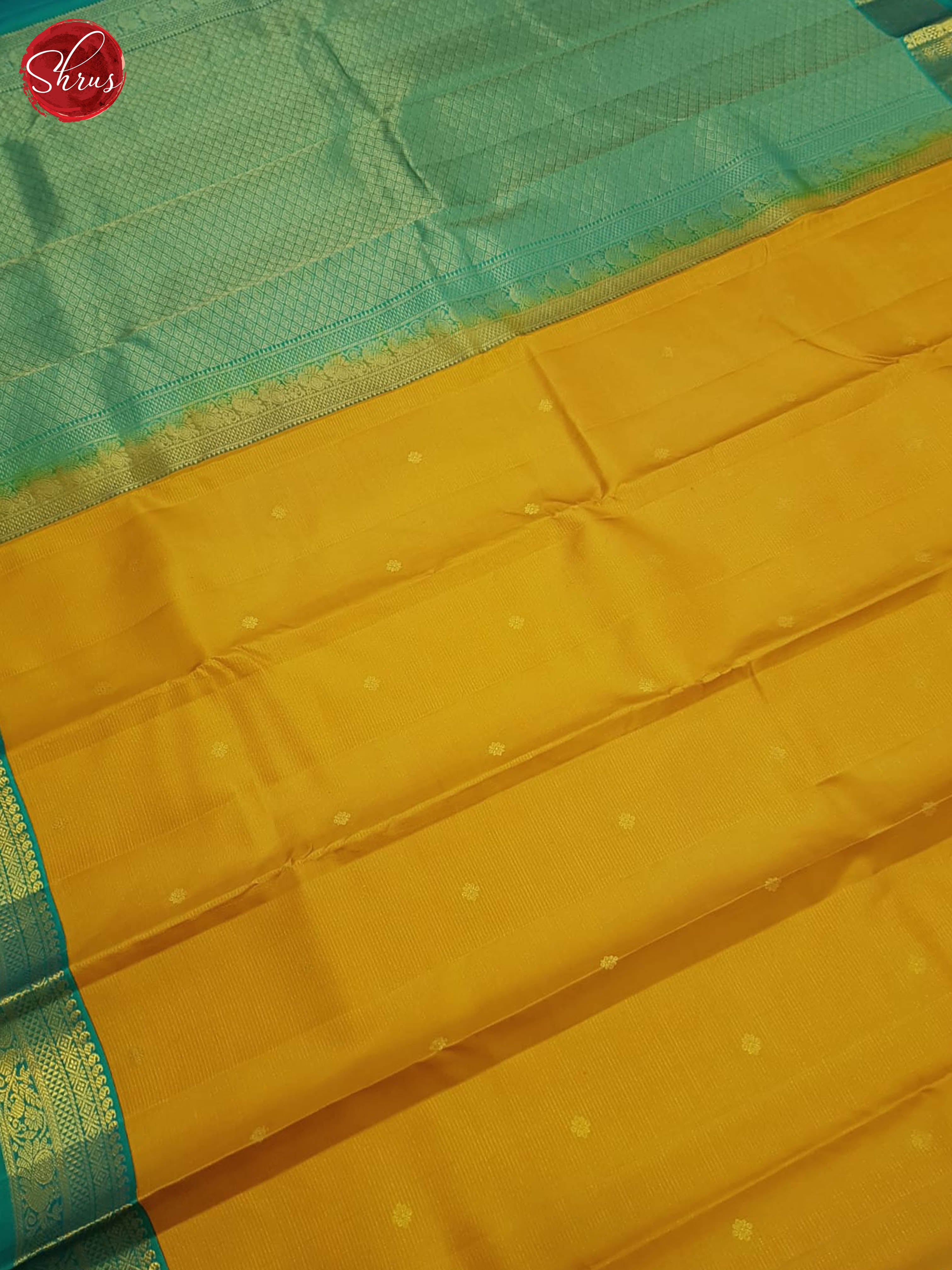 Mustard And Green-Kanchipuram Silk Saree - Shop on ShrusEternity.com