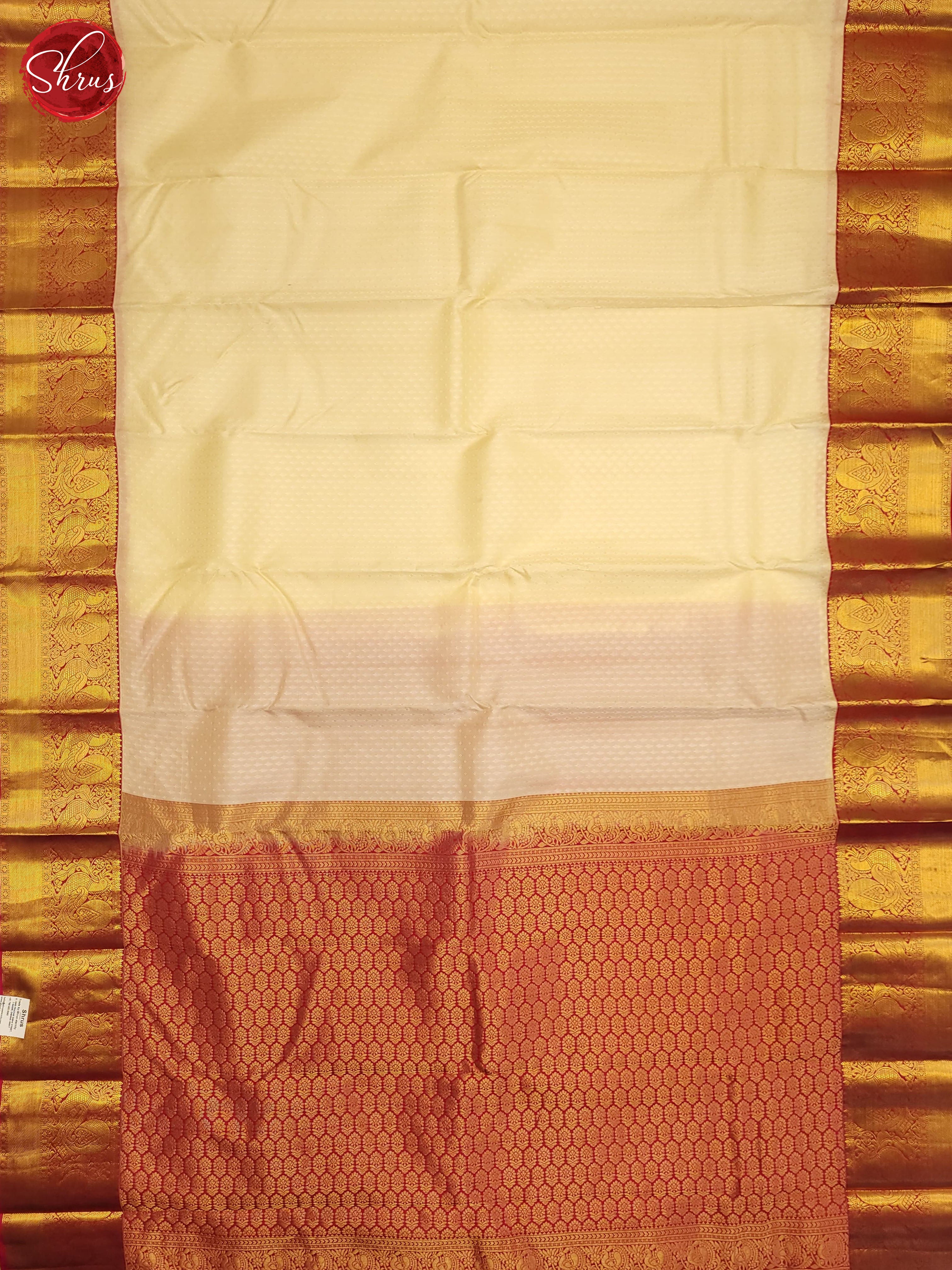 Cream and pink-Kanchipuram Silk saree - Shop on ShrusEternity.com