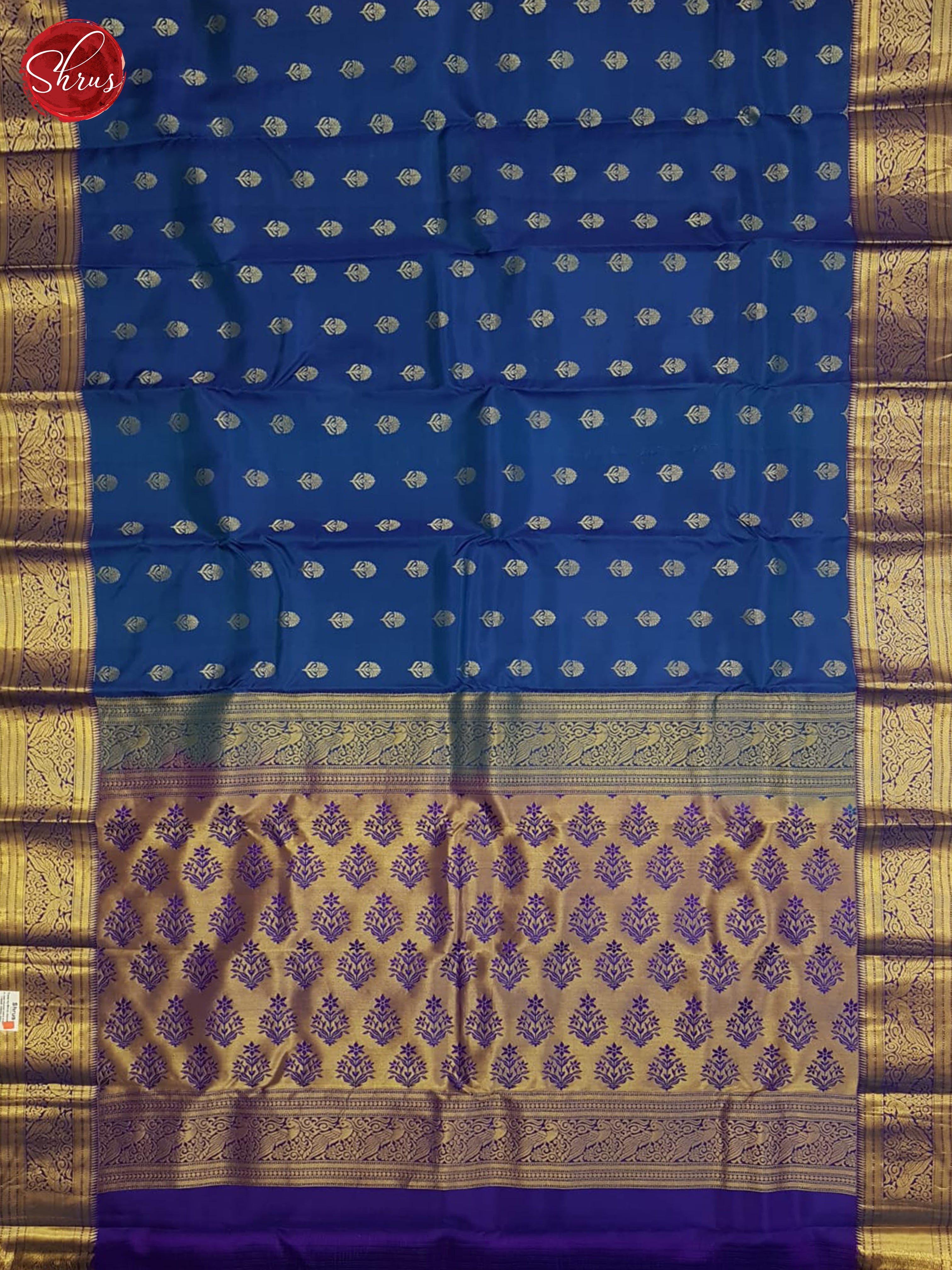 Blue And Purple- Kanchipuram half-pure silk saree - Shop on ShrusEternity.com