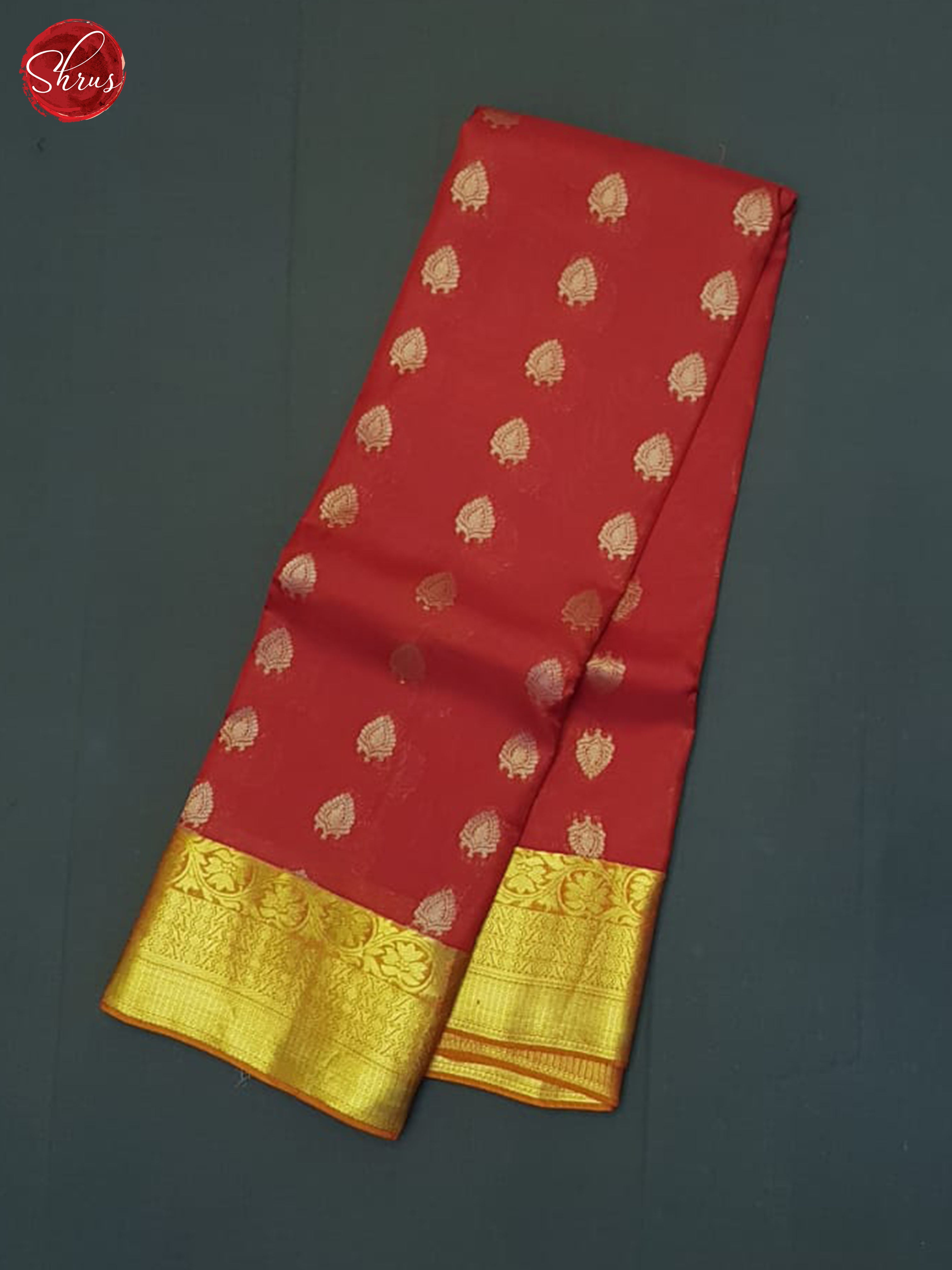 Orangish pink(Single Tone)- Kanchipuram half-pure Silk Saree - Shop on ShrusEternity.com