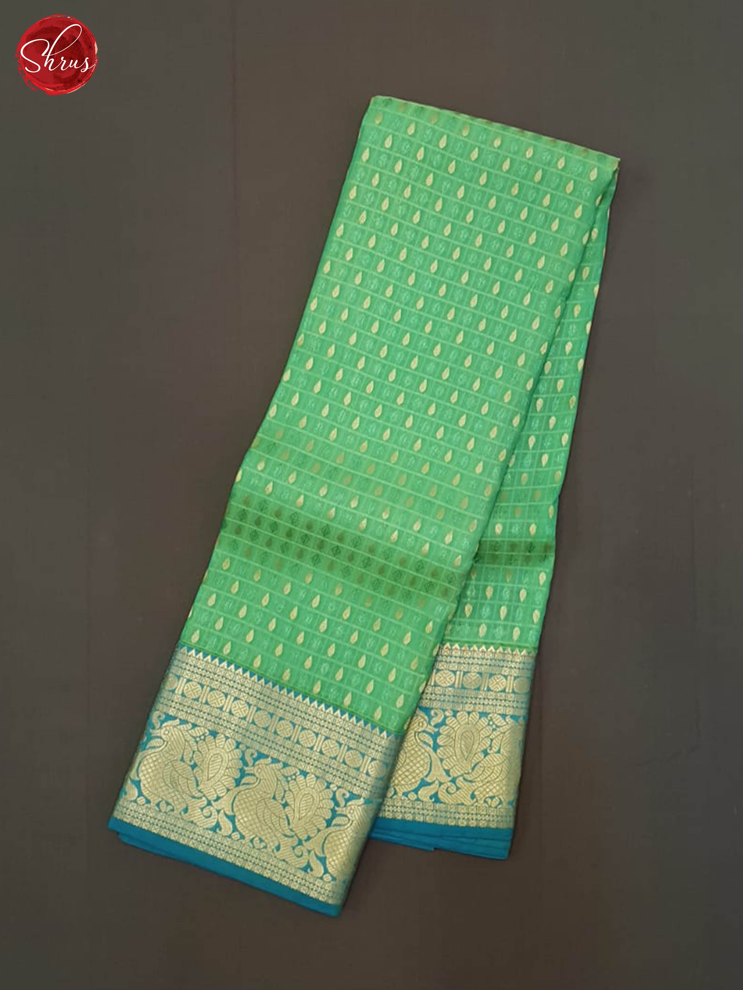 Green And Blue- Kanchipuram half-pure Silk Saree - Shop on ShrusEternity.com