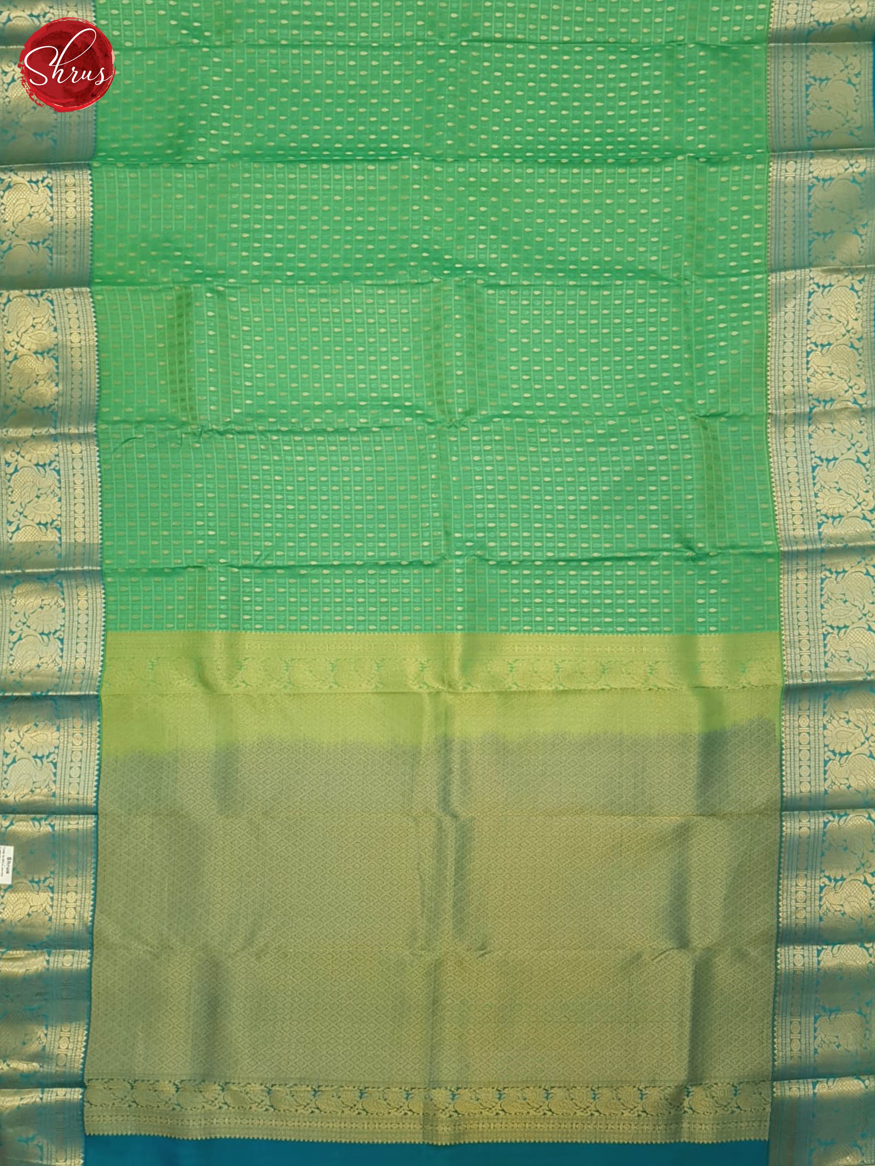 Green And Blue- Kanchipuram half-pure Silk Saree - Shop on ShrusEternity.com