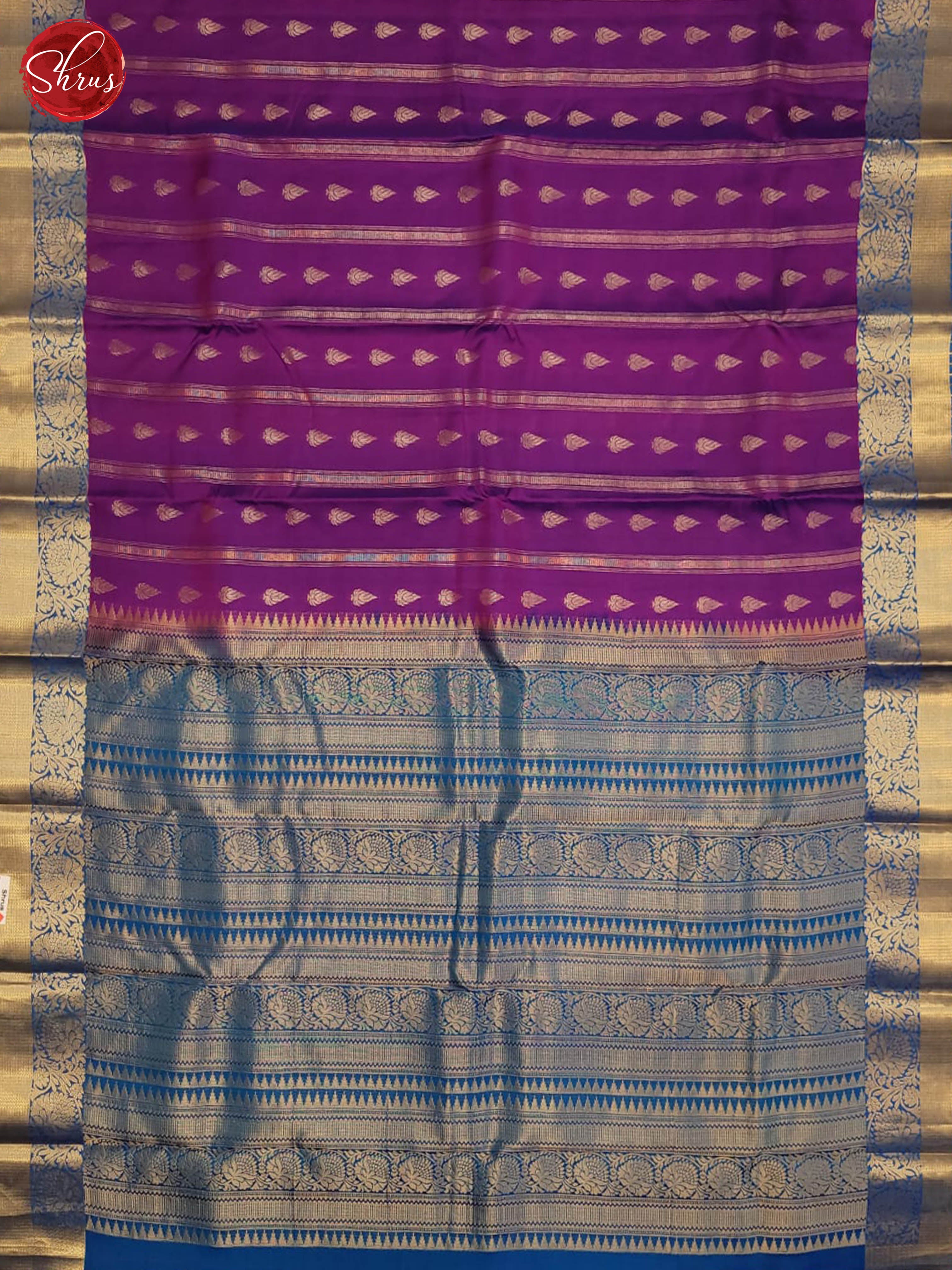 Vadamalli and Blue- kanchipuram half-pure Silk Saree - Shop on ShrusEternity.com