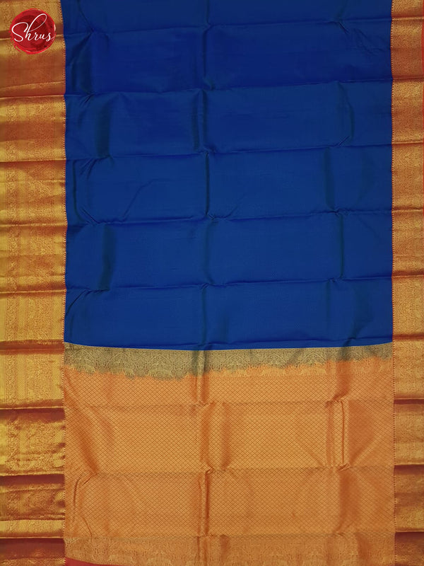 Blue And Orange-Kanchipuram Silk saree - Shop on ShrusEternity.com