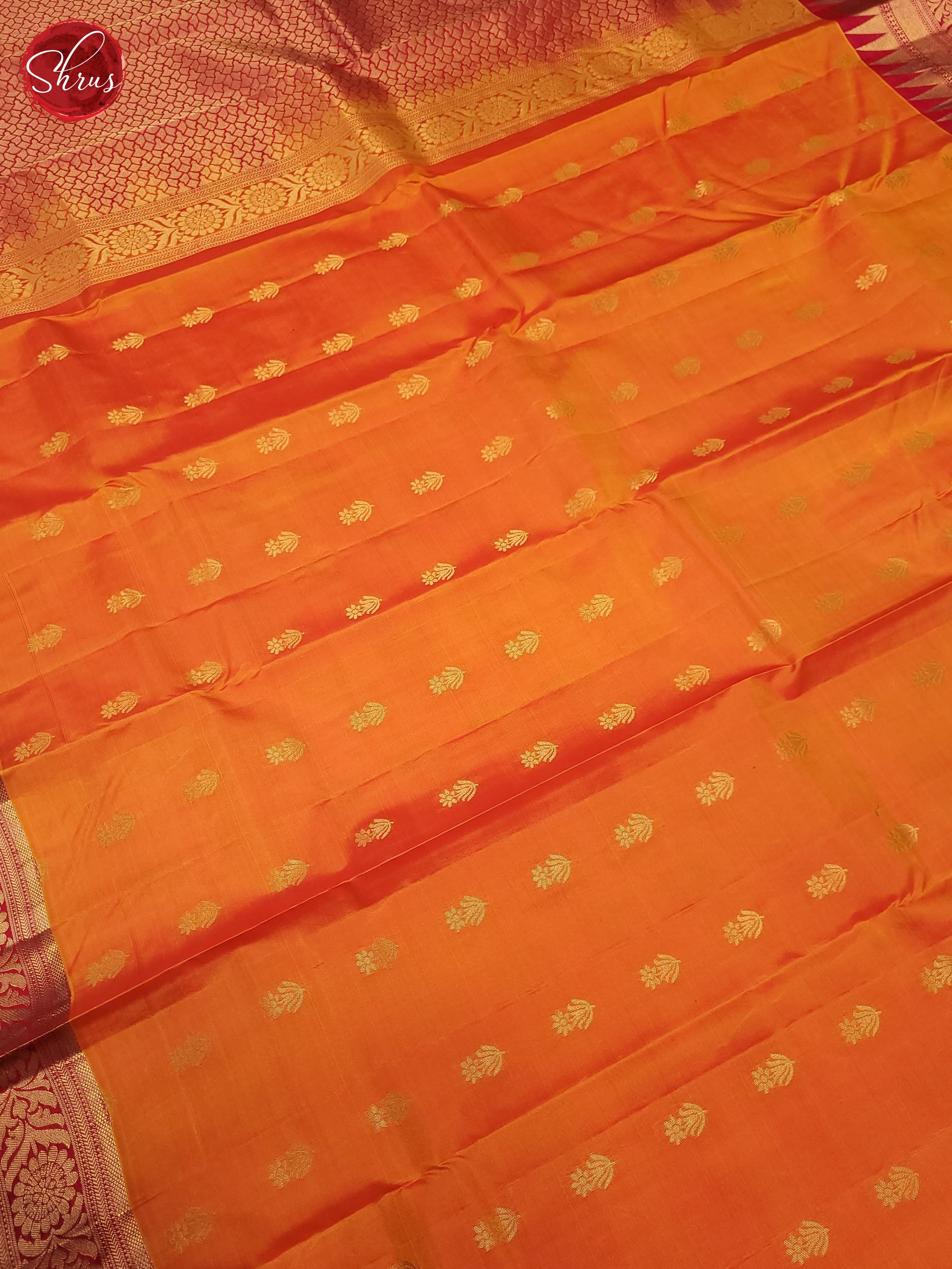 Orange and pink-Kanchipiram Silk Saree - Shop on ShrusEternity.com