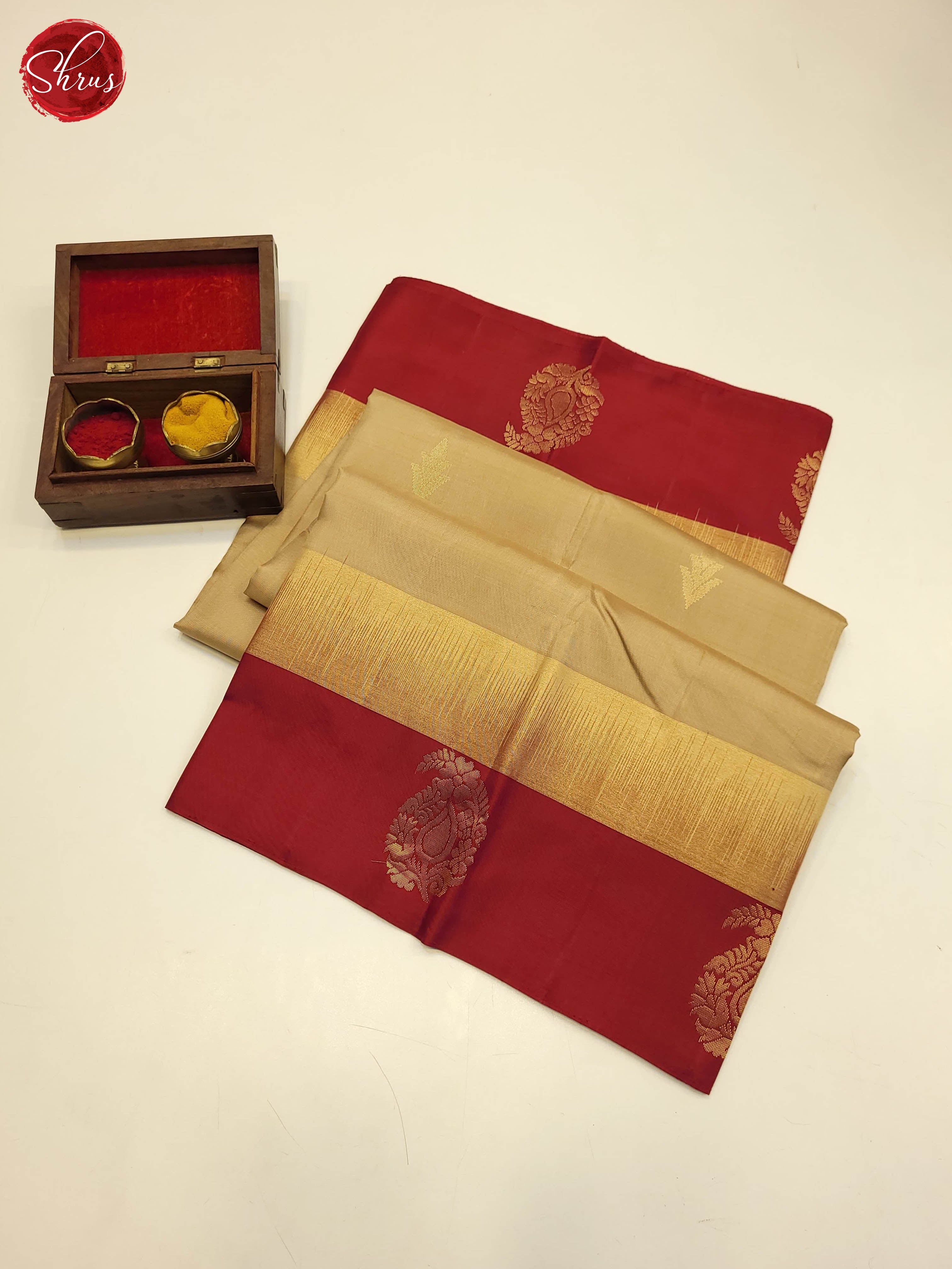 Beige and maroon-soft silk saree - Shop on ShrusEternity.com