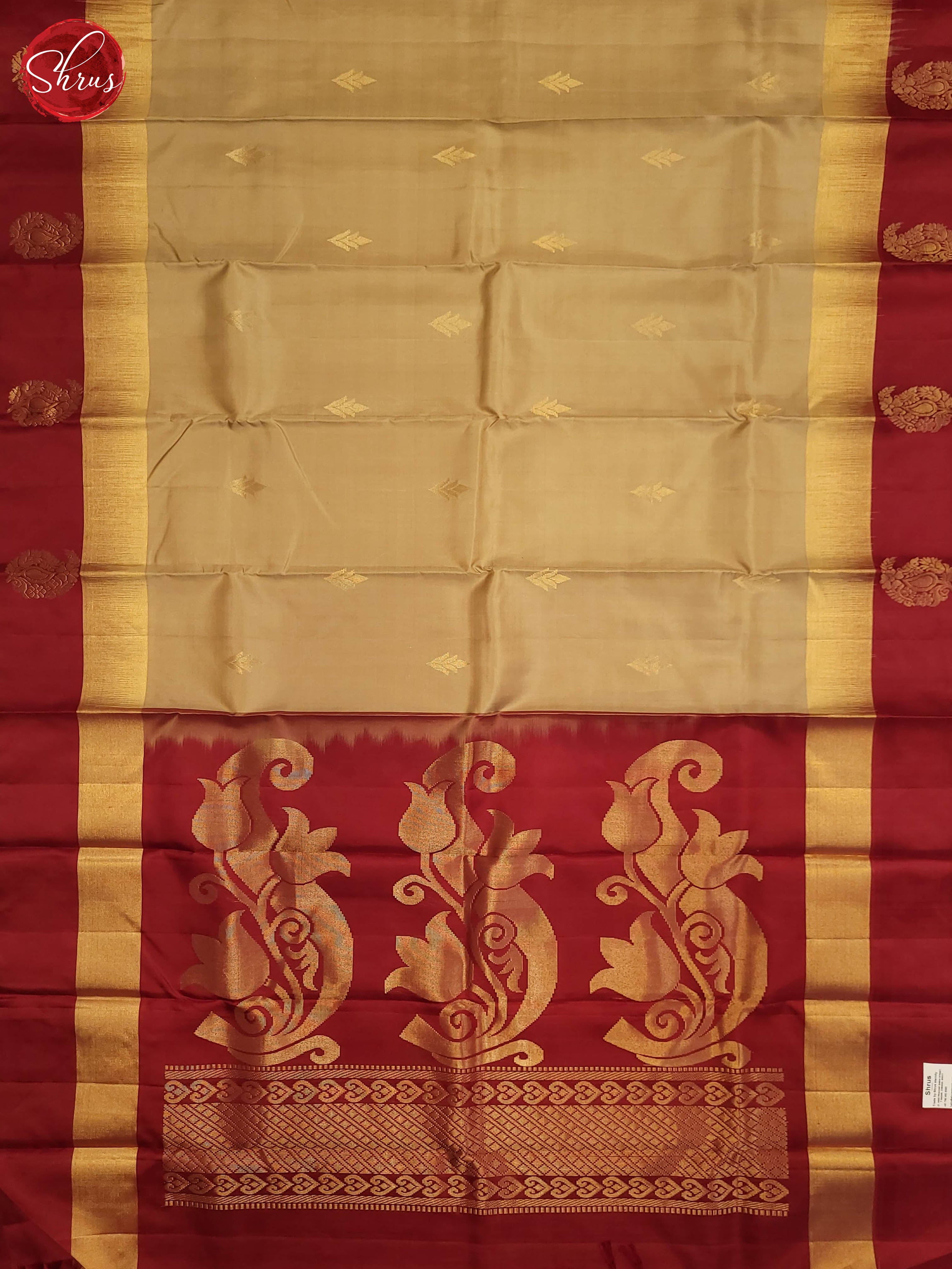 Beige and maroon-soft silk saree - Shop on ShrusEternity.com