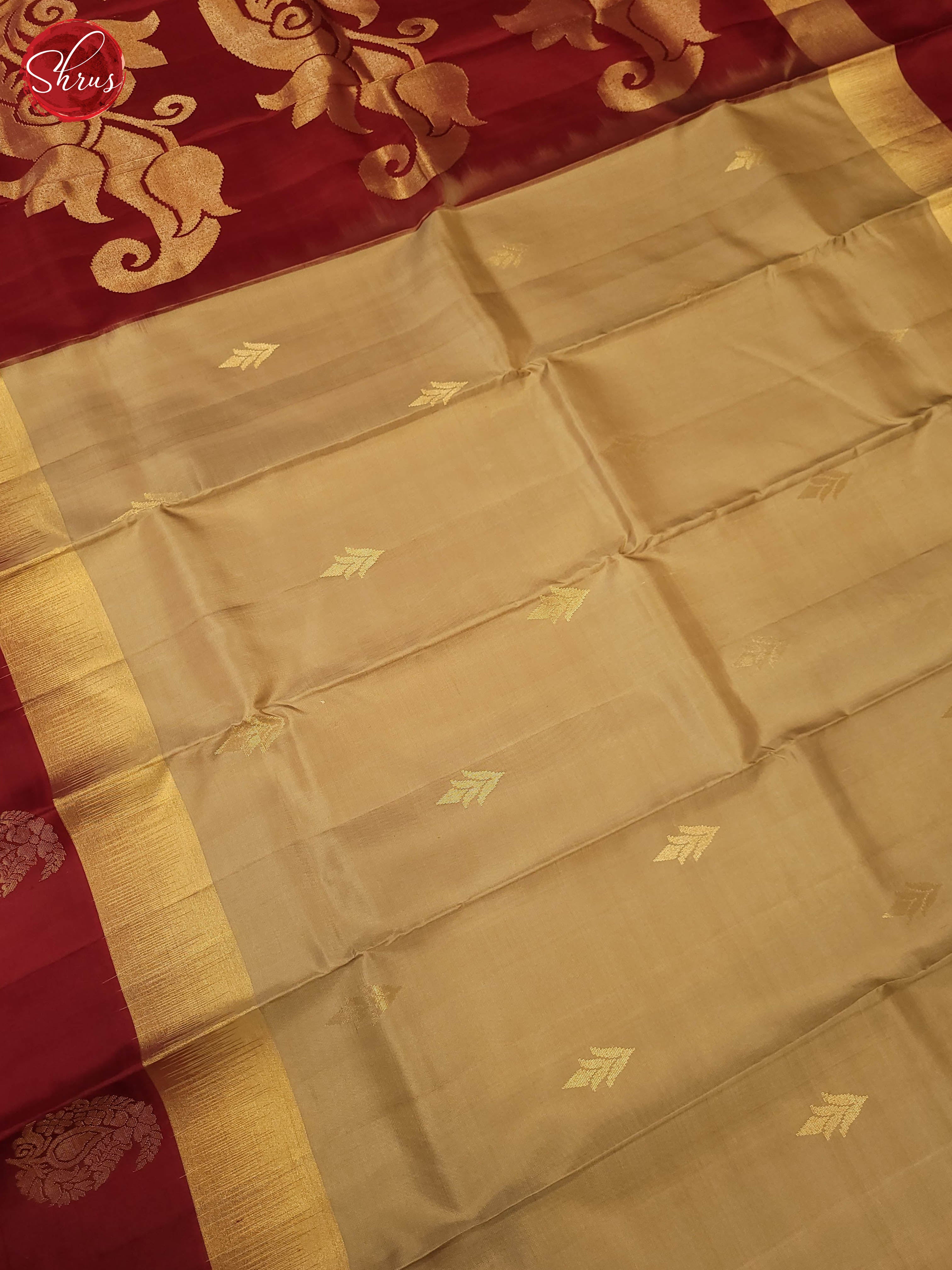 Beige and maroon-soft silk saree - Shop on ShrusEternity.com