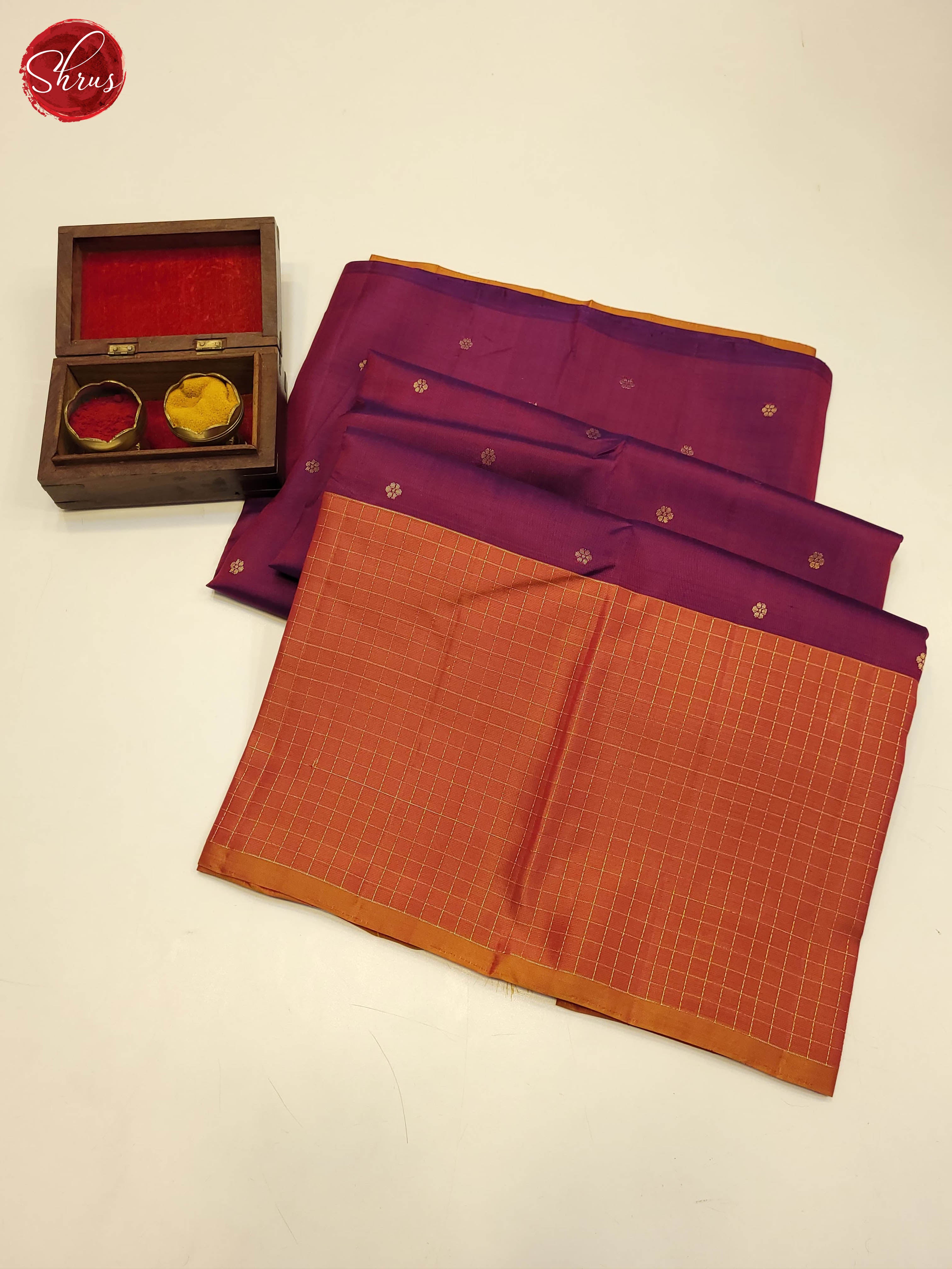 Wine and brick orange- Soft Silk Saree - Shop on ShrusEternity.com